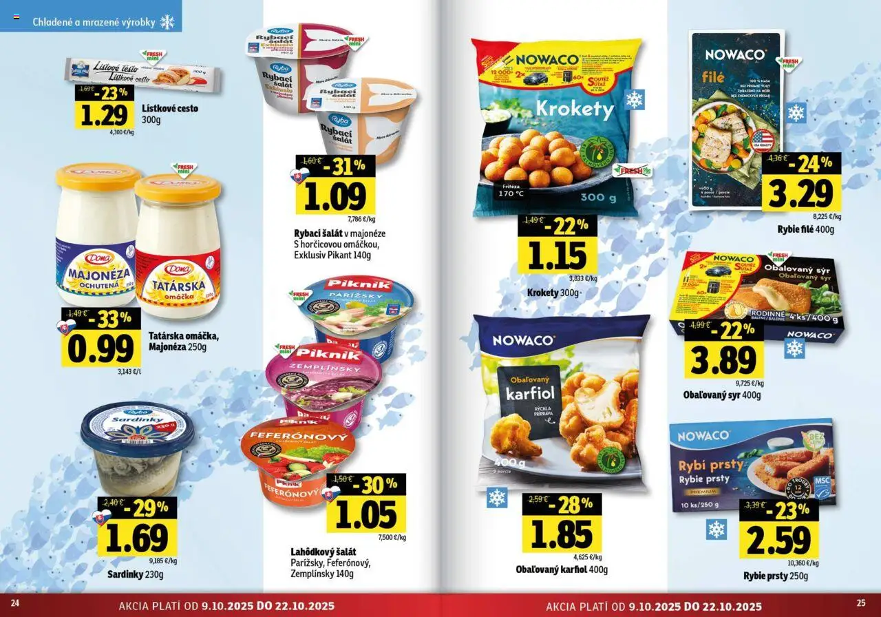 Nové Fresh akcie – leták je platný od 09.10.2025 | Strana: 13 | Produkty: Fritéza, Sardinky, Lístkové cesto