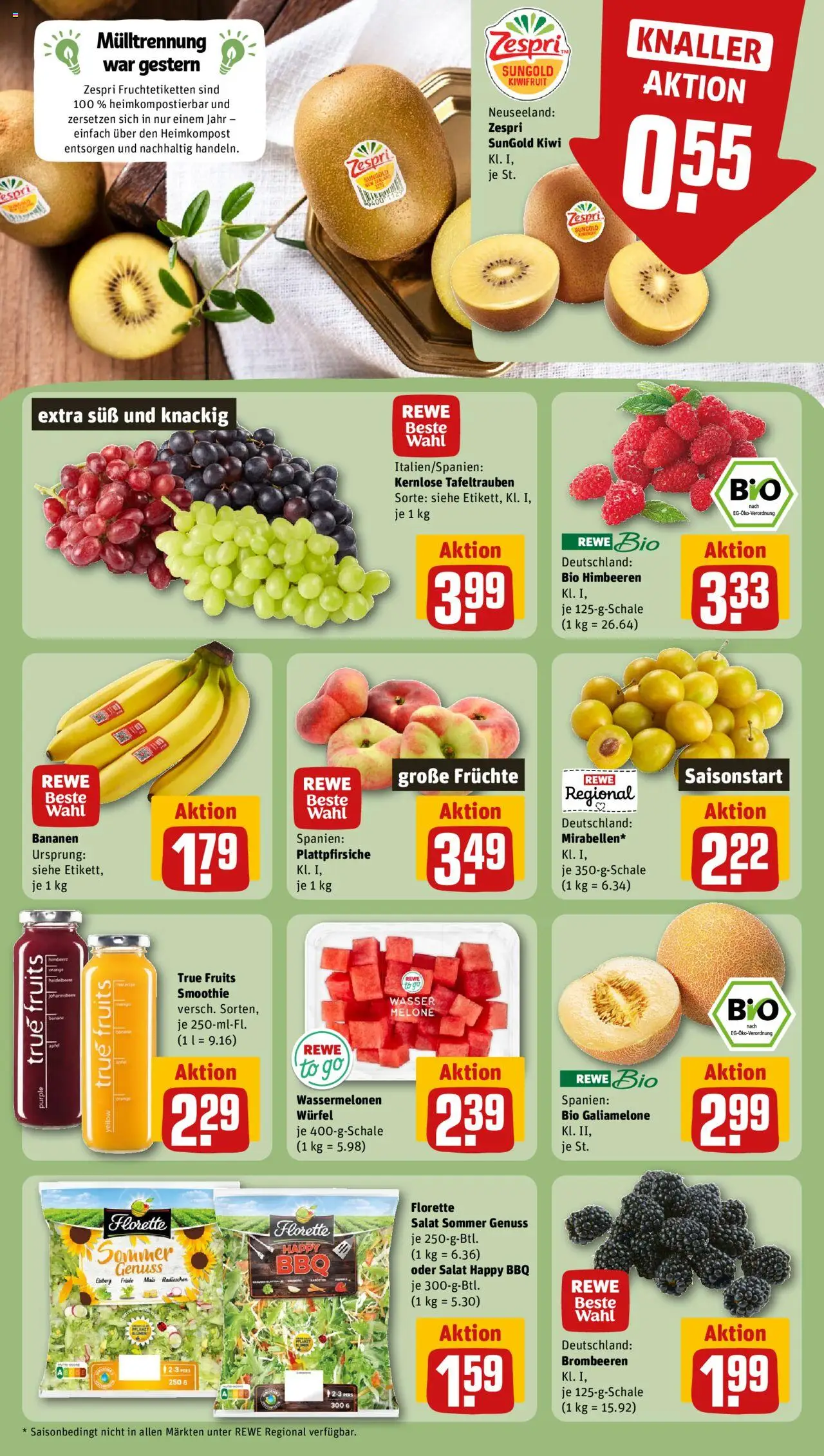 Rewe ihr Kaufpark Prospekt 	 - gültig ab dem 11.08.2025 | Seite: 4 | Produkte: Bananen, Mango, Himbeere, Kiwi