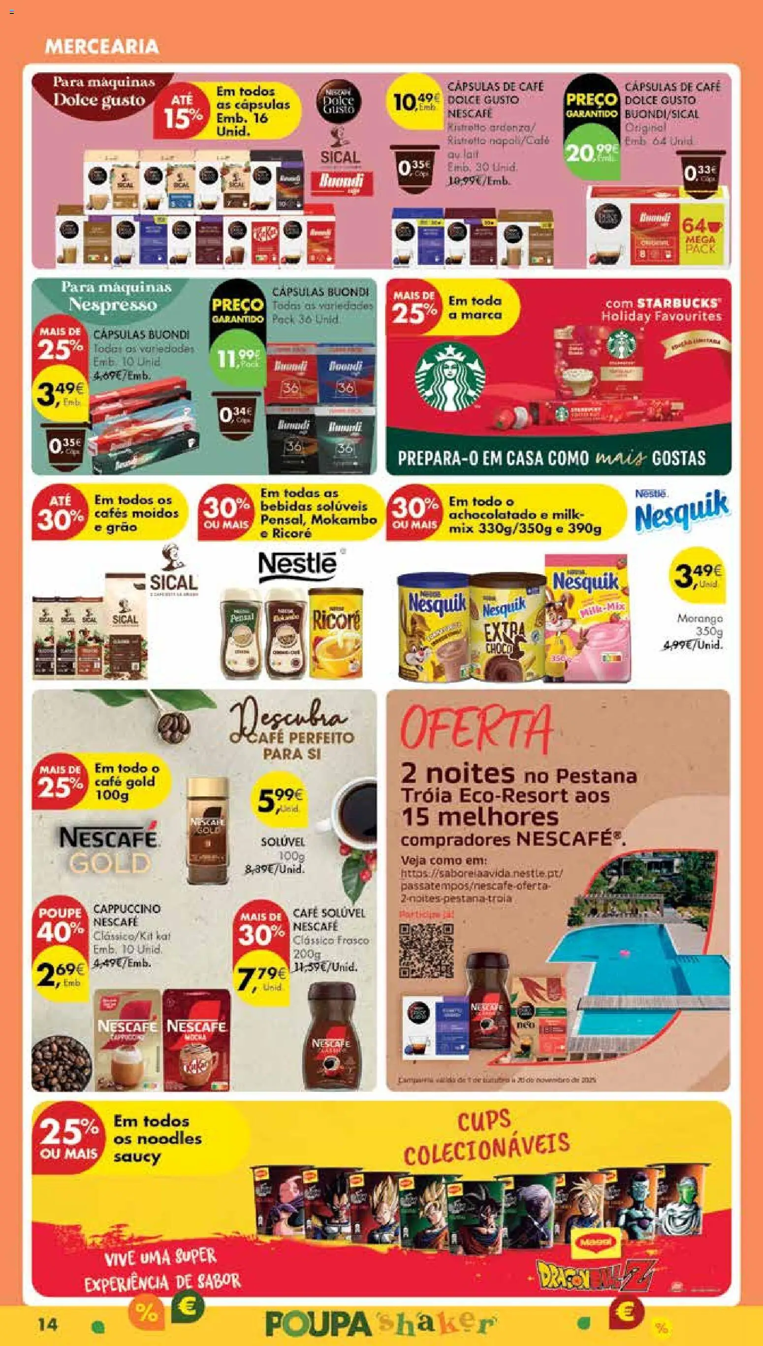 Pingo Doce Poupe Esta Semana Madeira │ válido de 28.10.2025 | Página: 14 | Produtos: Café solúvel, Nestlé, Café, Chocolate