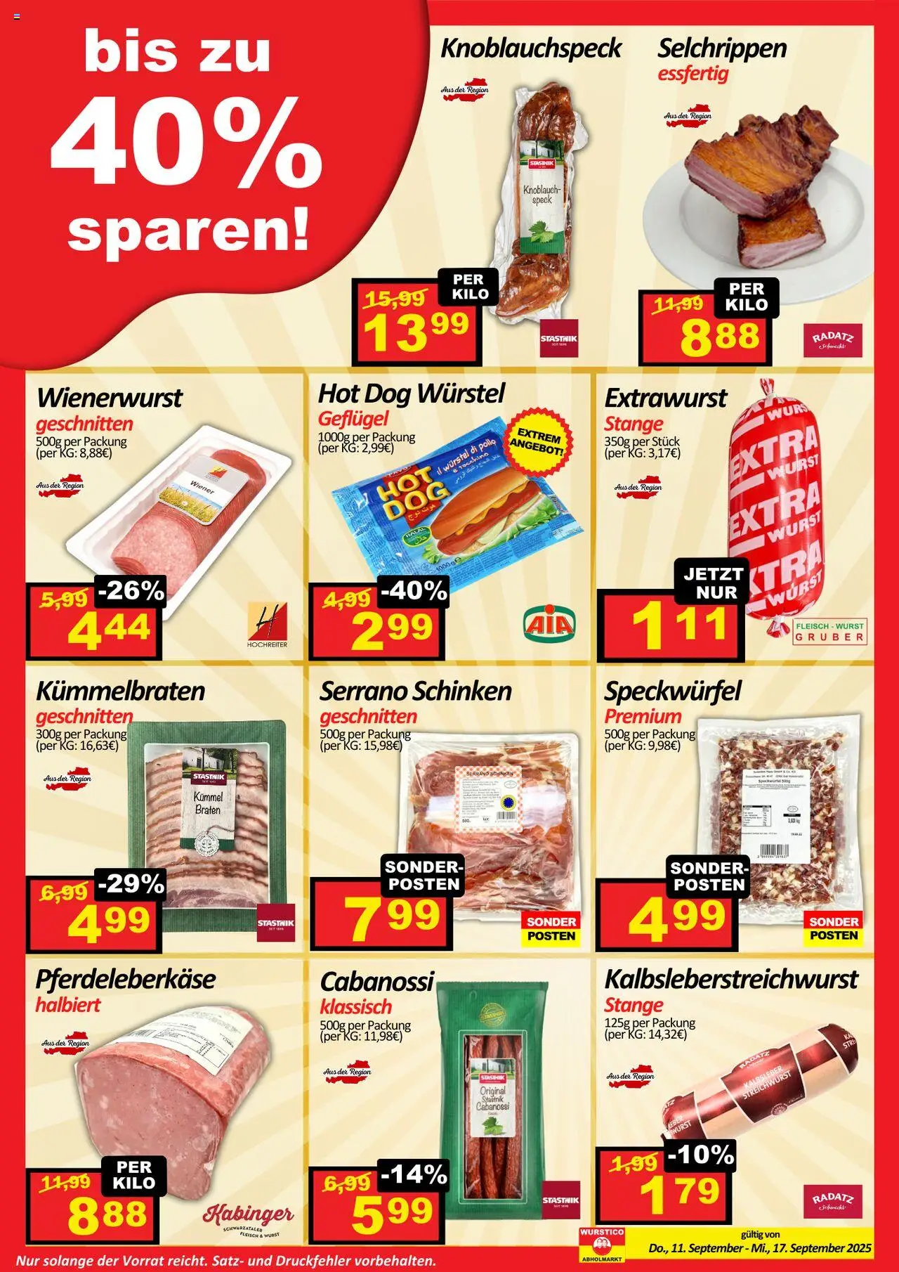 Wurstico Abholmarkt Flugblatt gültig ab 11.09.2025 | Seite: 2 | Produkte: Wurst, Knoblauch, Schinken