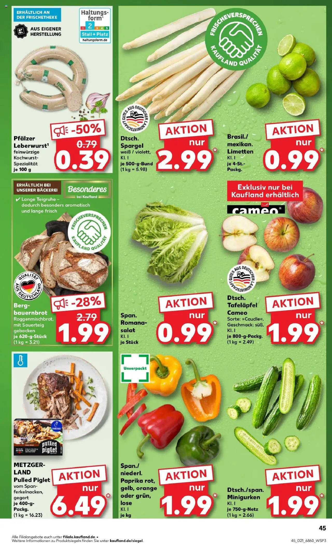 Kaufland prospekt Bad Kreuznach	 - gültig ab dem 22.05.2025 | Seite: 45 | Produkte: Bäckerei, Limetten, Spargel, Paprika