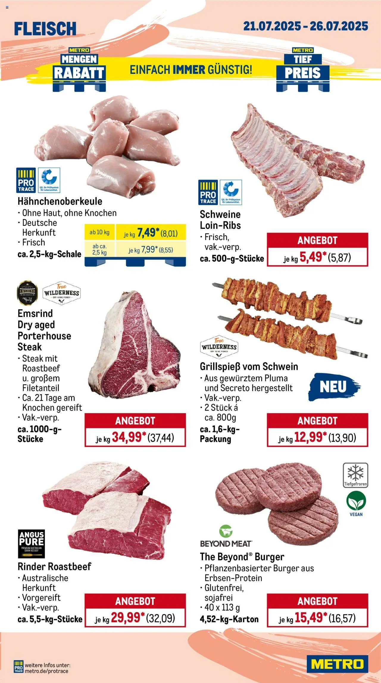 Metro Wochen-Angebote Gastro - gültig ab dem 21.07.2025 | Seite: 3 | Produkte: Burger, Roastbeef, Steak, Fleisch