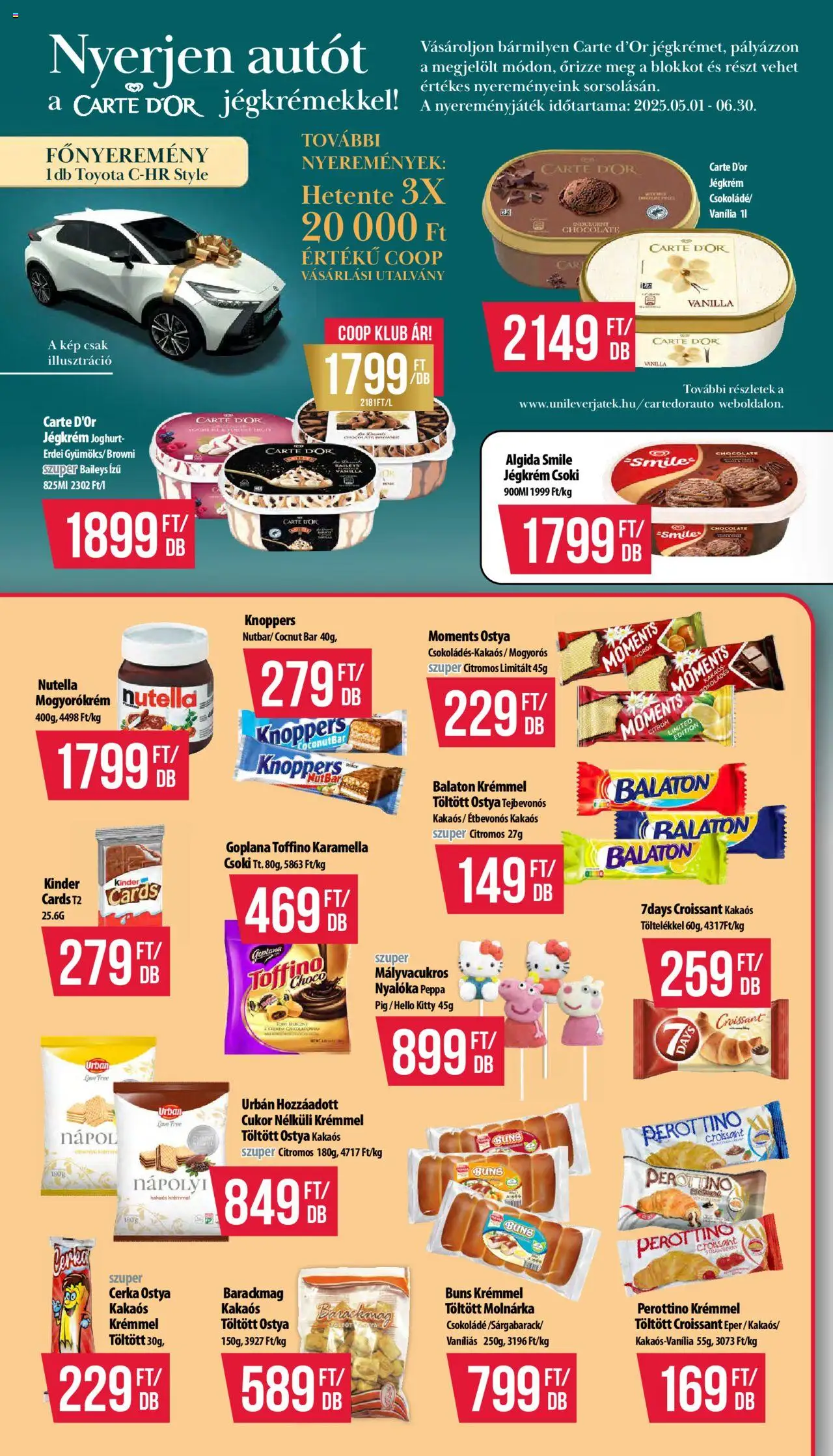 COOP akciós ujság - amely érvényes a következő dátumtól: 12.06.2025 | Oldal: 6 | Termékek: Nutella, Joghurt, Jégkrém, Cukor