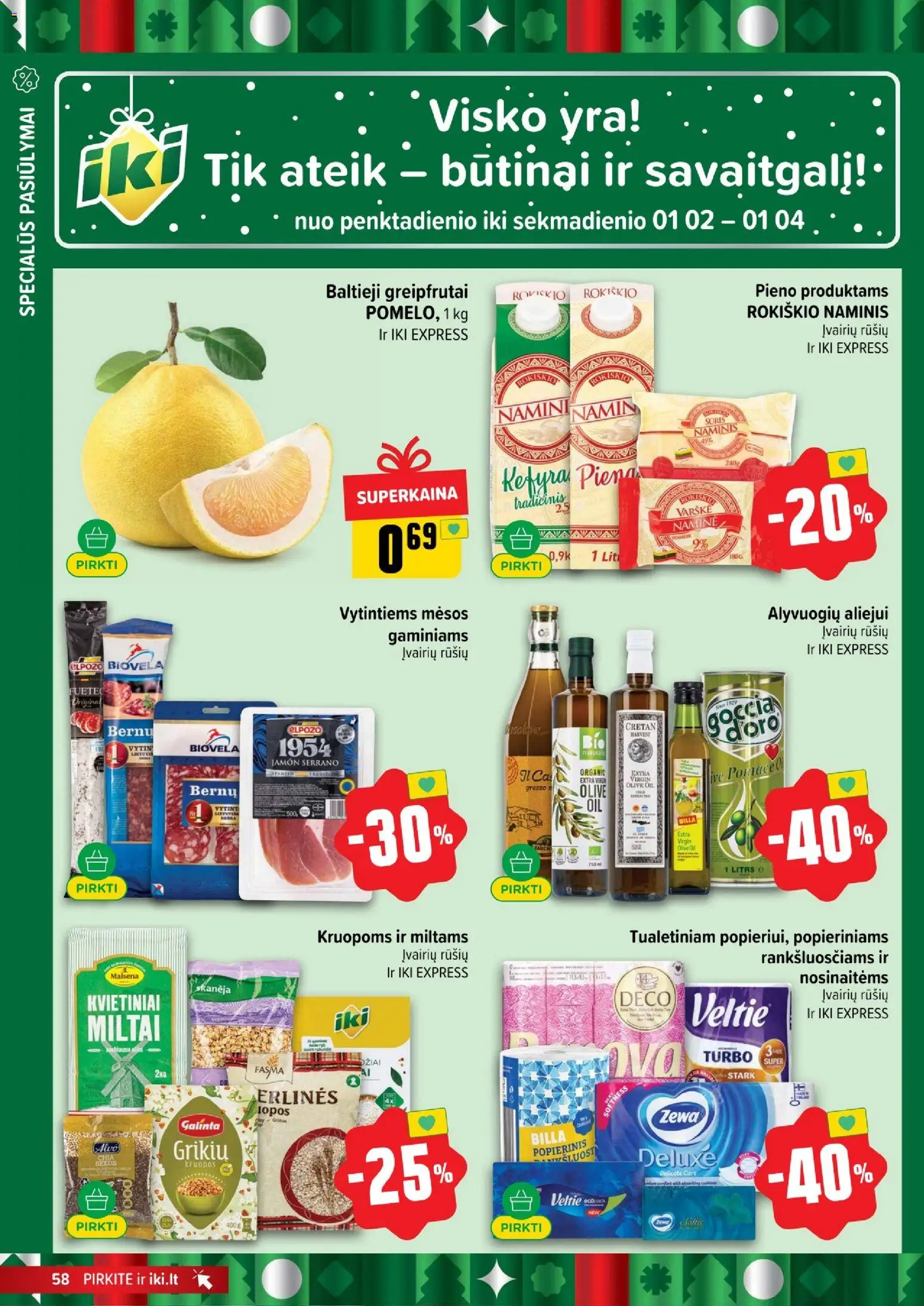 IKI akcijos nuo 29.12.2025 | Puslapis: 58 | Prekių: Varškė, Miltai