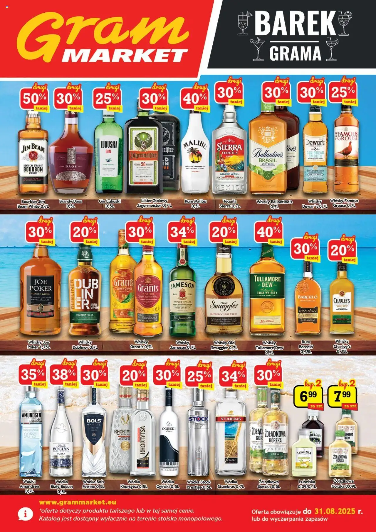 Gram Market Gazetka - Barek od 01.08.2025 | Strona: 1 | Produkty: Jameson, Likier ziołowy, Tequila, Vodka