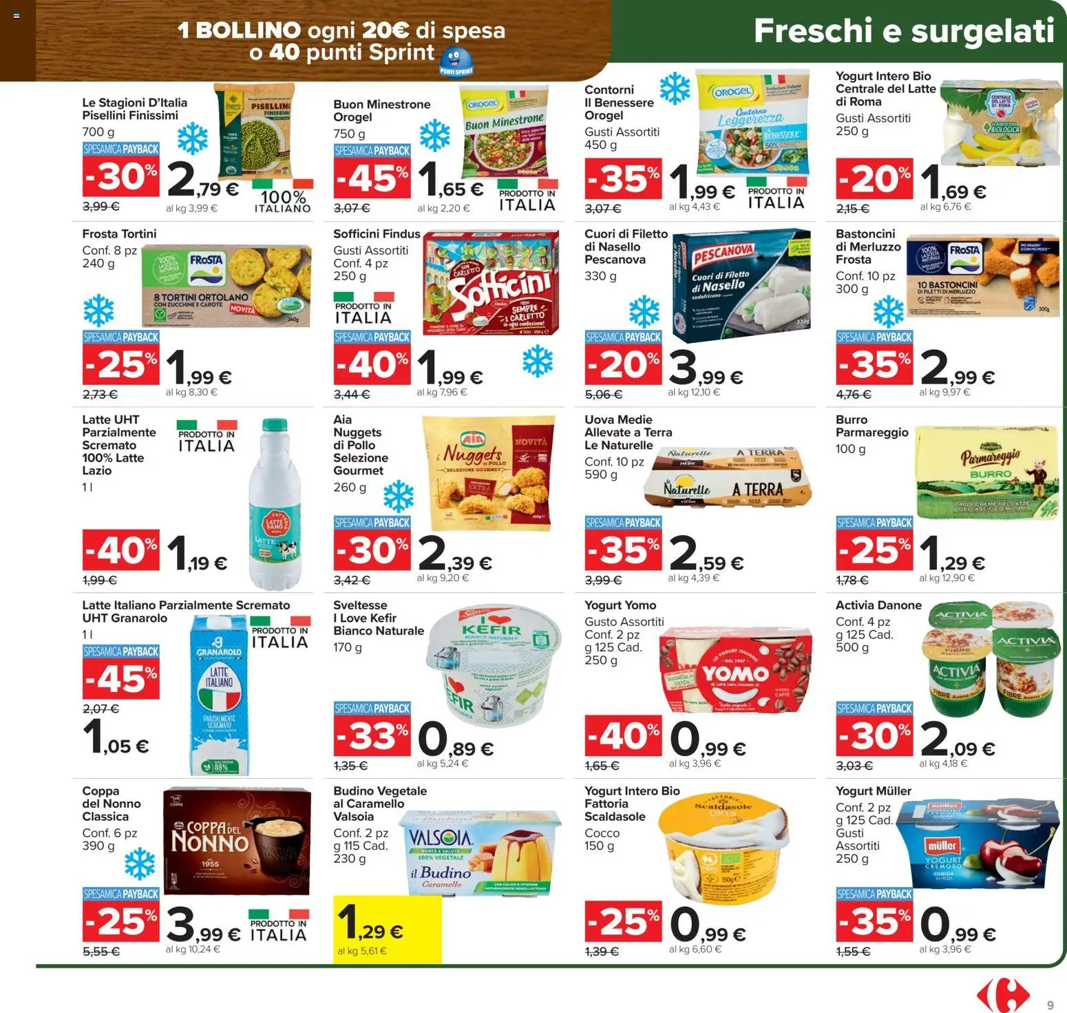 Volantino Carrefour del 15.01.2026 | Pagina: 9 | Prodotti: Carote, Burro, Cocco, Budino