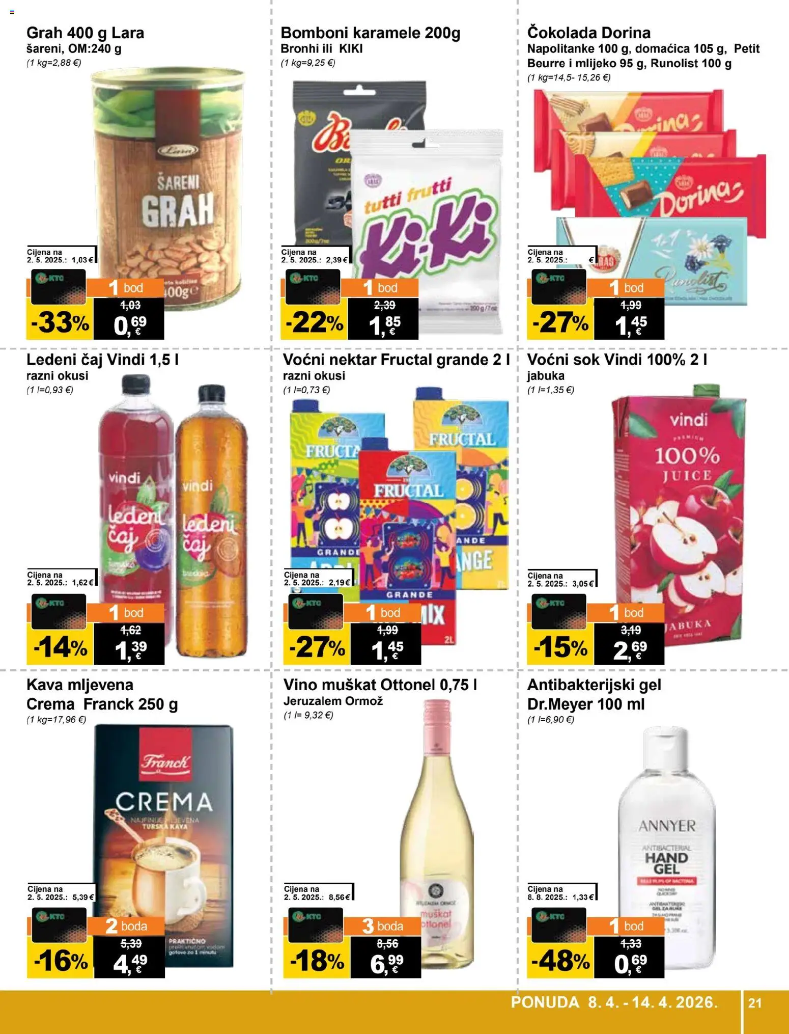 KTC katalog | vrijedi od 08.04.2026 | Stranica: 21 | Proizvodi: Grah, Kava, Čokolada, Čaj