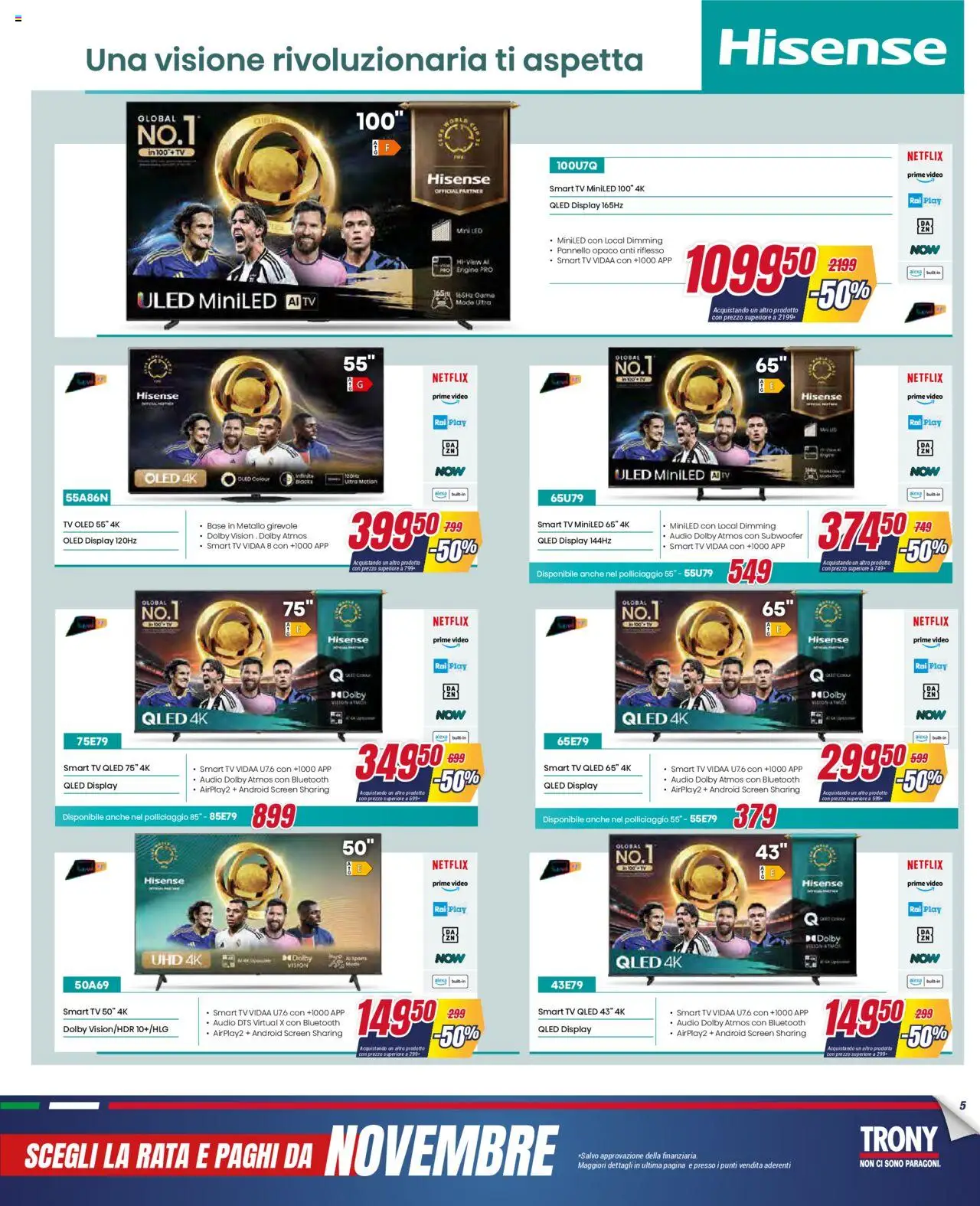 Volantino Trony del 21.08.2025 | Pagina: 5 | Prodotti: smart TV, TV, Video, Audio