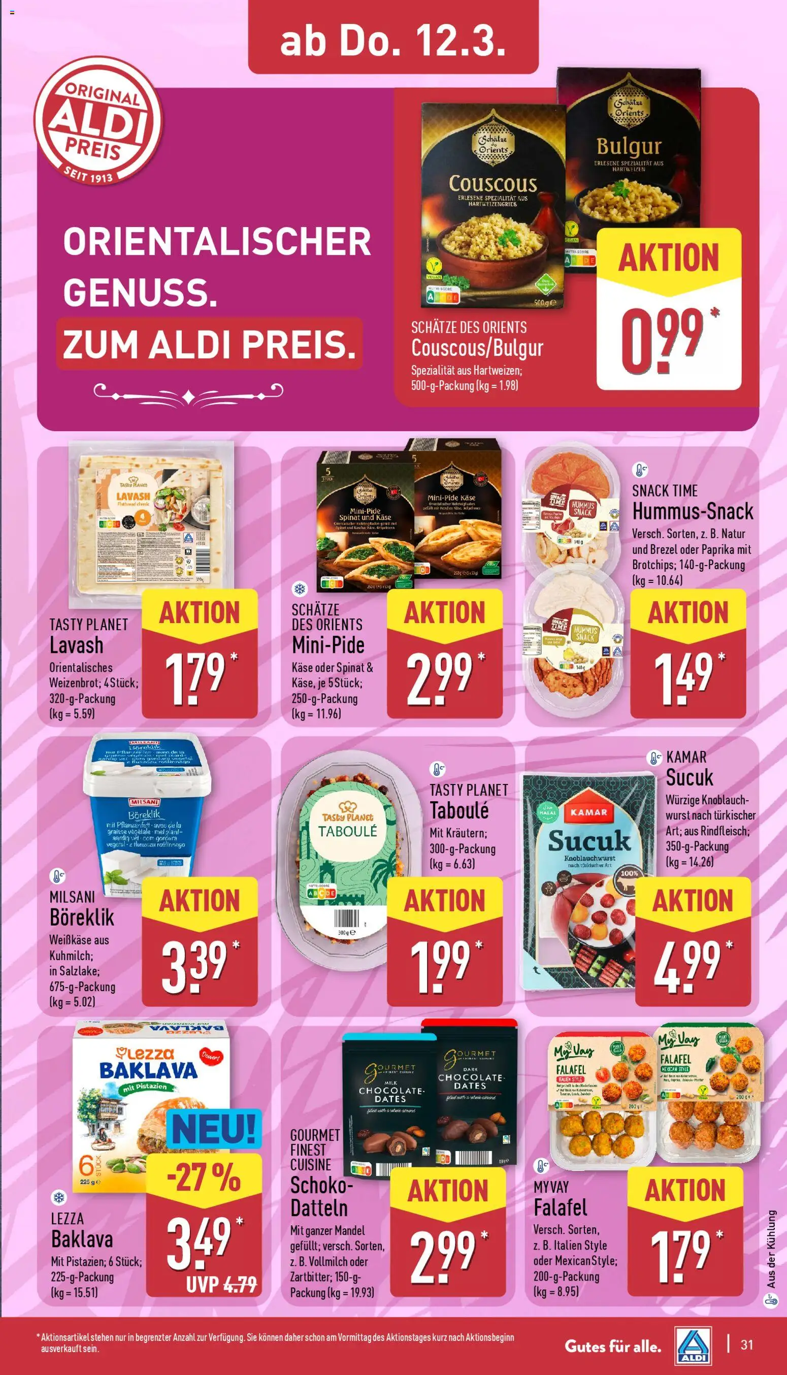 Aldi Prospekt 	 – gültig ab 09.03.2026 | Seite: 32 | Produkte: Käse, Pistazien, Paprika, Knoblauch