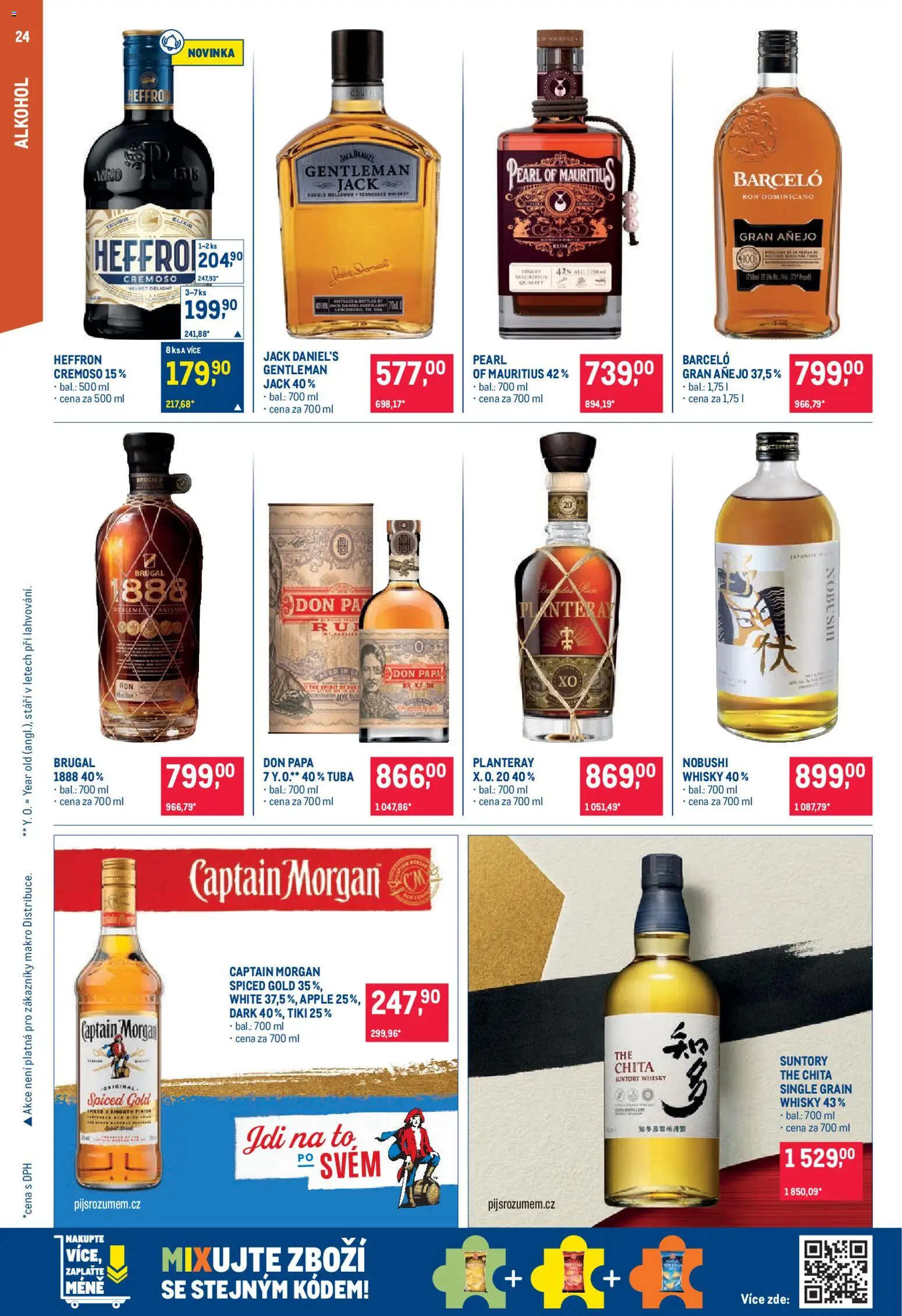 Makro leták - Pro milovníky jídla od 22.04.2026 | Strana: 24 | Produkty: Finest, Whisky, Apple, Captain Morgan