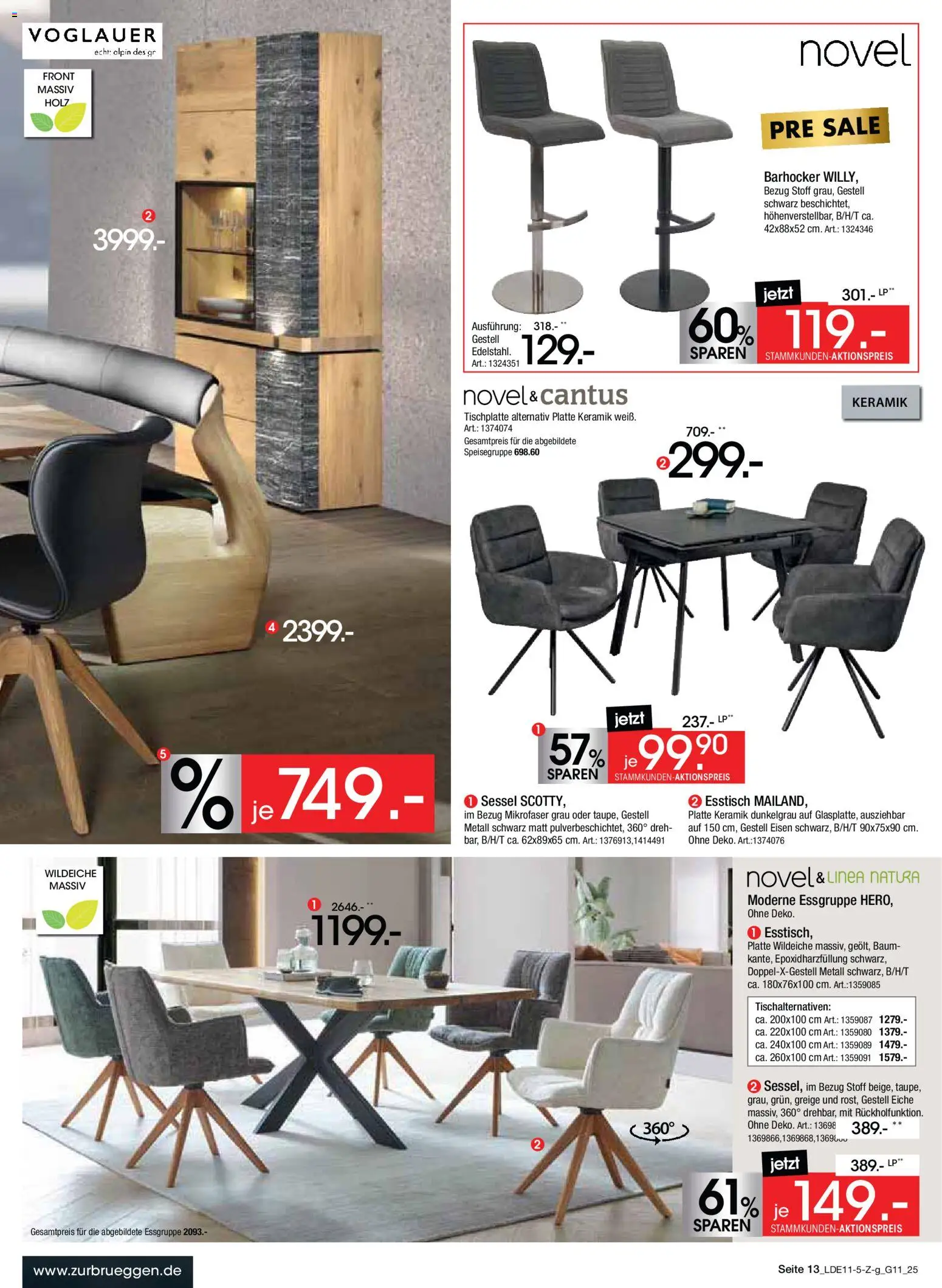 Zurbrüggen - Black Friday – gültig ab 08.11.2025 | Seite: 13 | Produkte: Esstisch, Essgruppe, Barhocker, Sessel