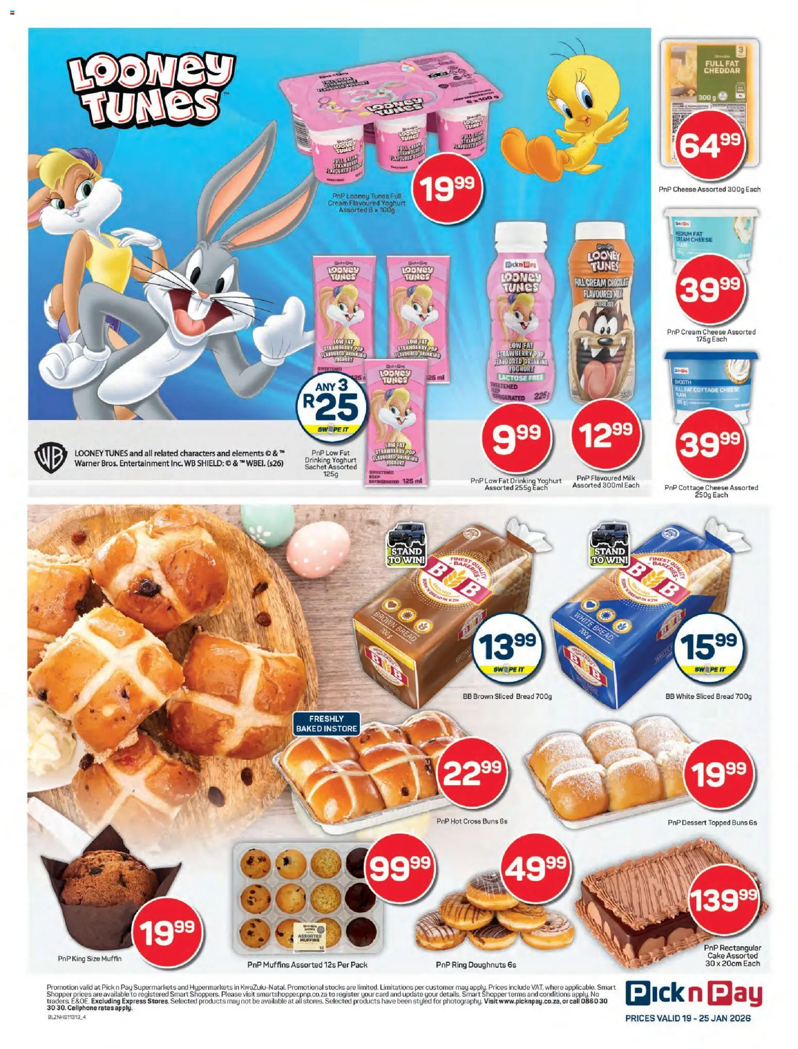 New Pick n Pay catalogue – valid from 19.01.2026 | Page: 4 | Products: Muffins, Buns, Cheese, Cottage cheese