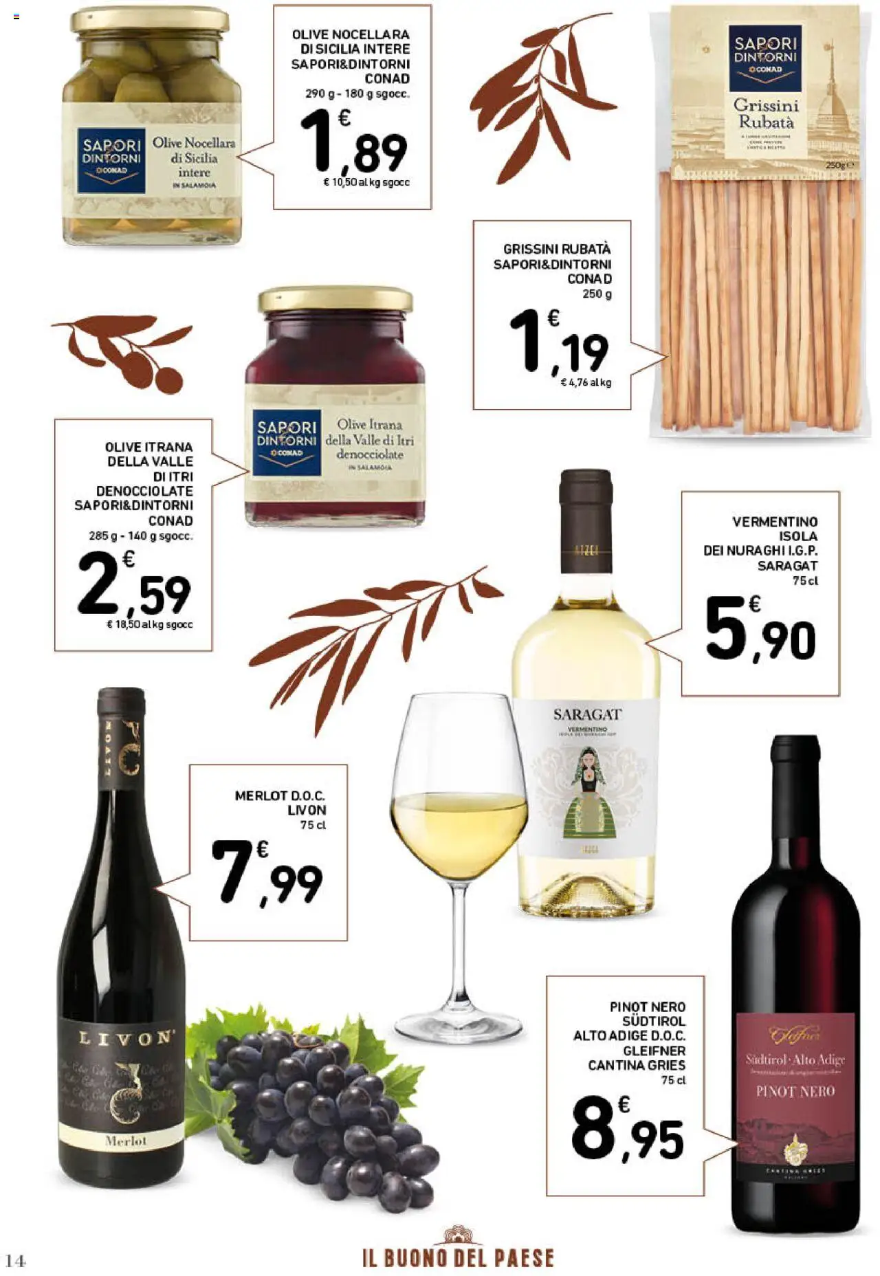 Volantino Spazio Conad del 22.10.2025 | Pagina: 14 | Prodotti: Olive, Grissini