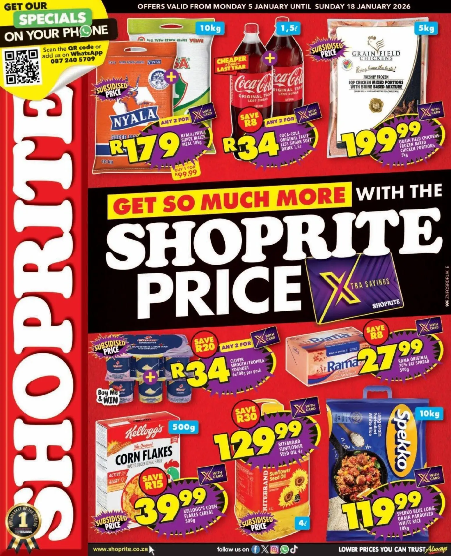 New Shoprite catalogue – valid from 05.01.2026 | Page: 1 | Products: Corn, Phone, Maize meal, Rice