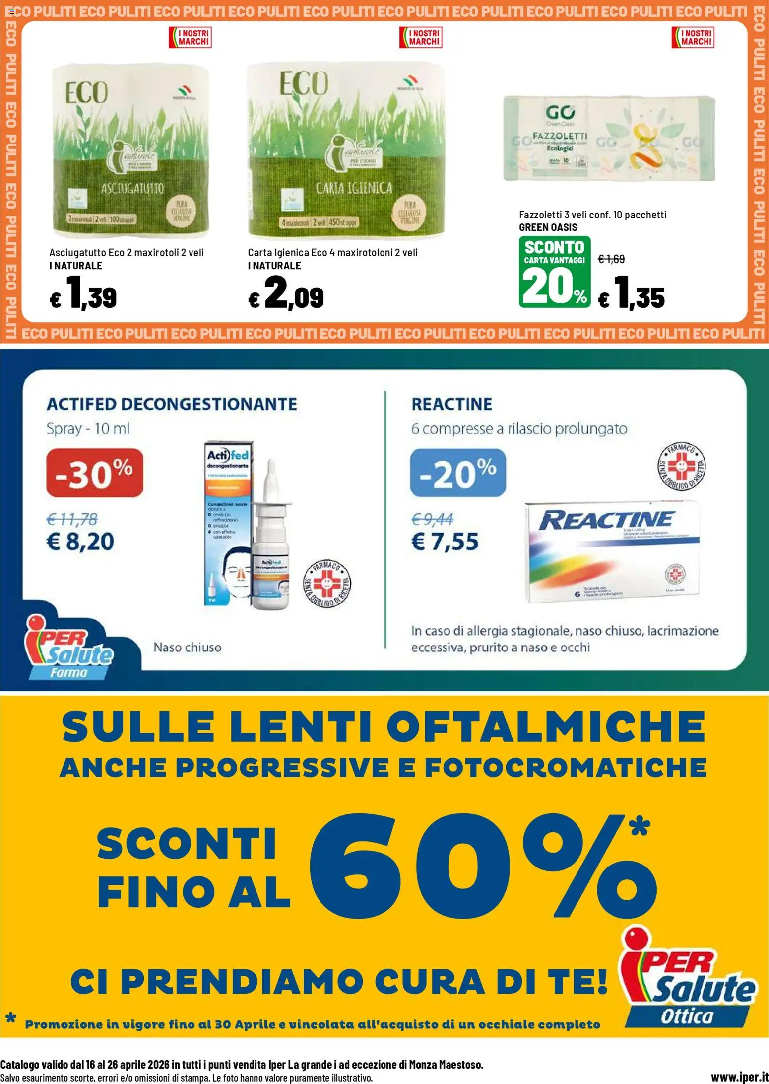 Volantino Iper del 16.04.2026 | Pagina: 21 | Prodotti: Carta igienica, Tè, Fazzoletti, Asciugatutto