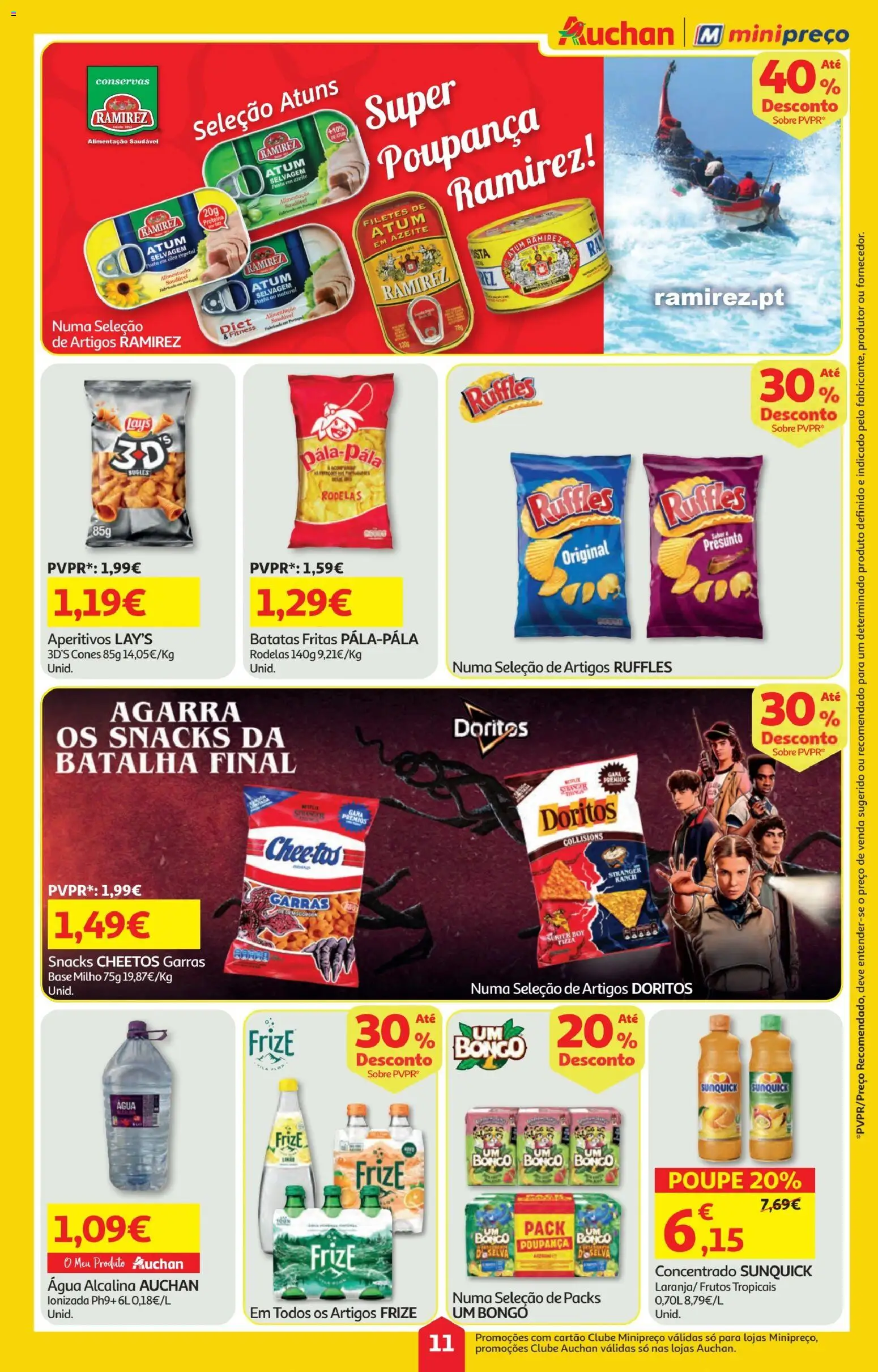 Minipreço folheto │ válido de 23.10.2025 | Página: 11 | Produtos: Agua, Atum, Base, Batatas fritas