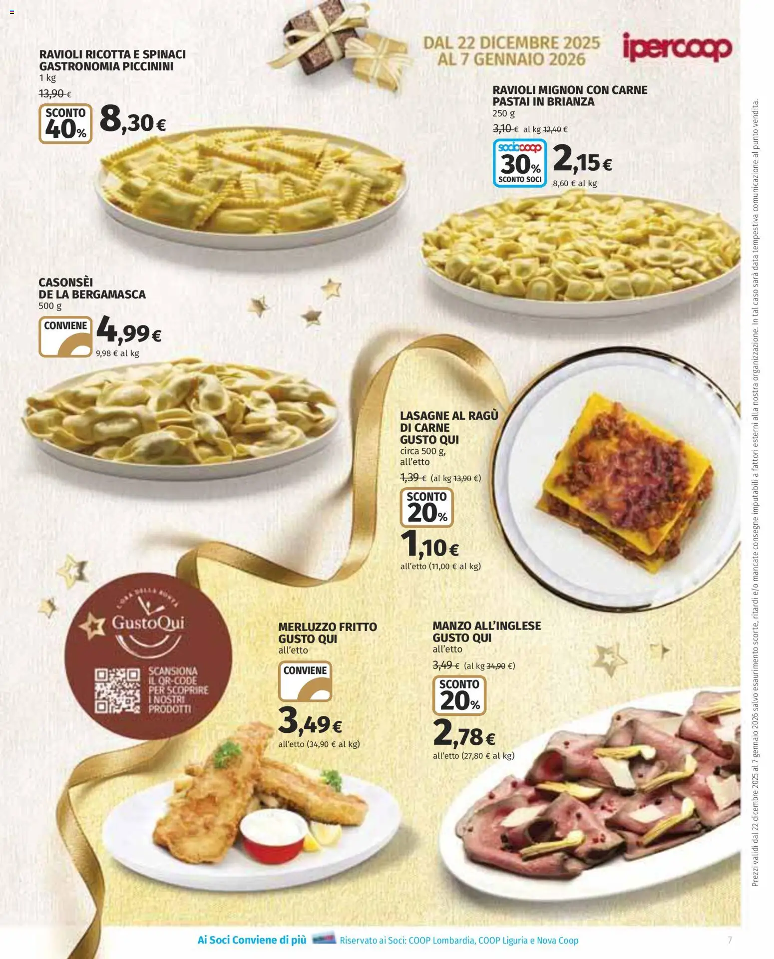 Volantino Ipercoop del 22.12.2025 | Pagina: 7 | Prodotti: Manzo, Spinaci, Ragú, Ravioli