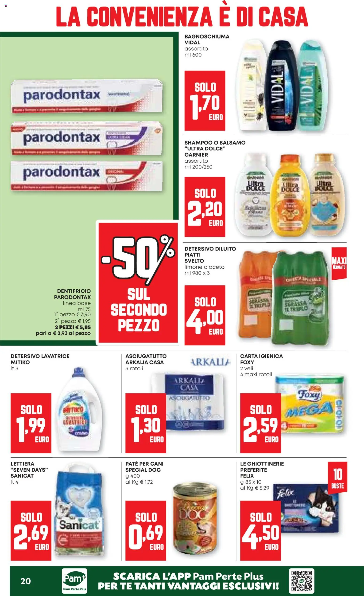 Volantino PAM del 26.03.2026 | Pagina: 20 | Prodotti: Shampoo, Paté, Dentifricio, Tè
