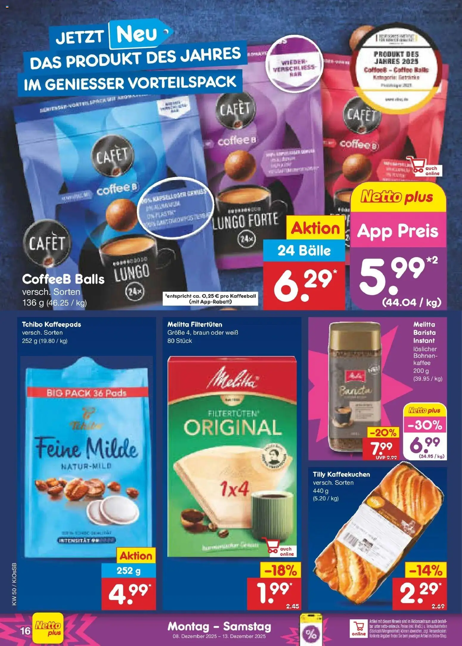 Netto Marken-Discount - Netto: Wochenangebote – gültig ab 07.12.2025 | Seite: 16 | Produkte: Melitta, Kaffeepads, Kaffee