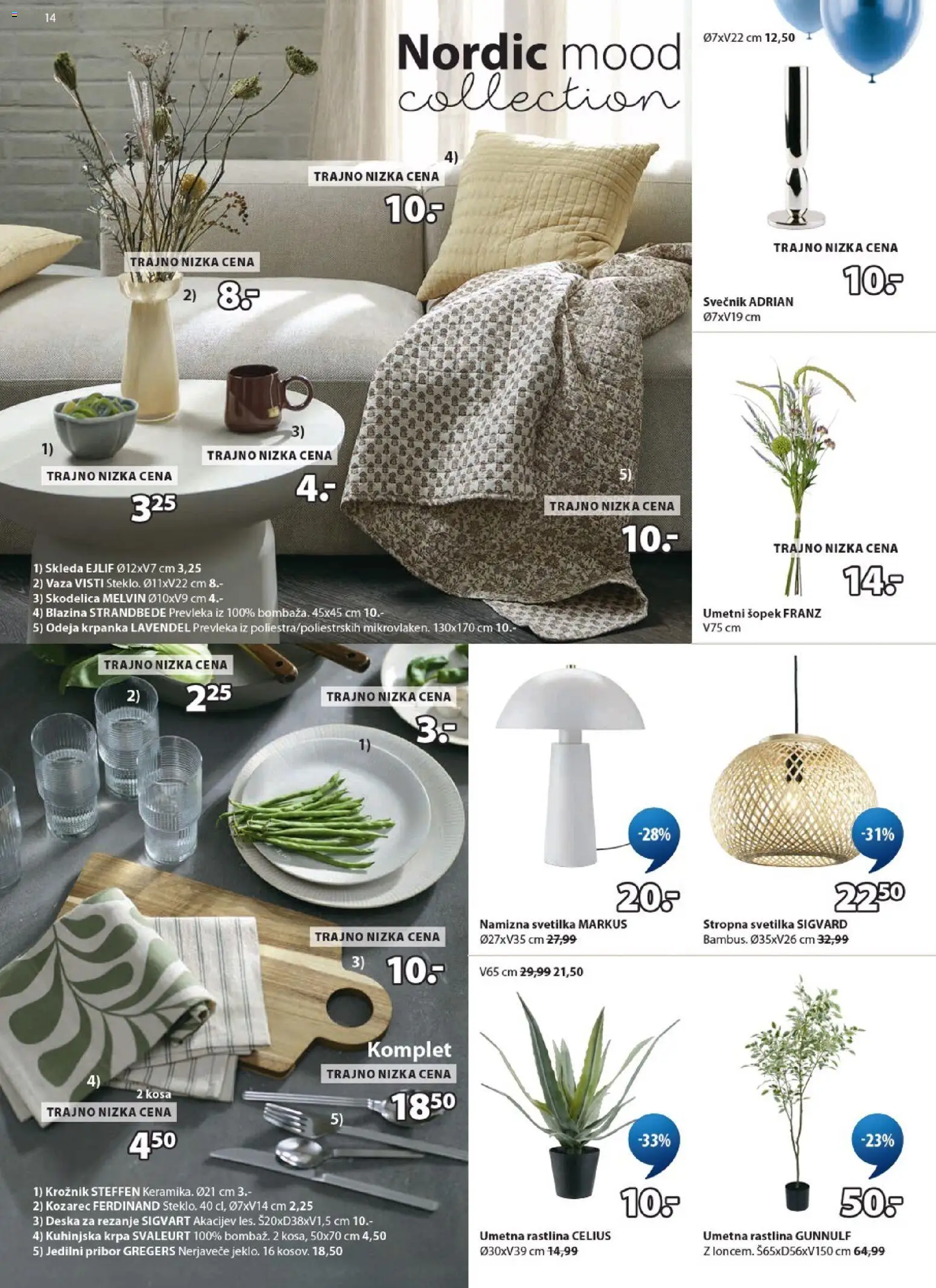 Novi JYSK katalog ponudbe – veljaven od 08.04.2026 | Stran: 14 | Izdelki: Pribor, Kozarec, Blazina, Svetilka