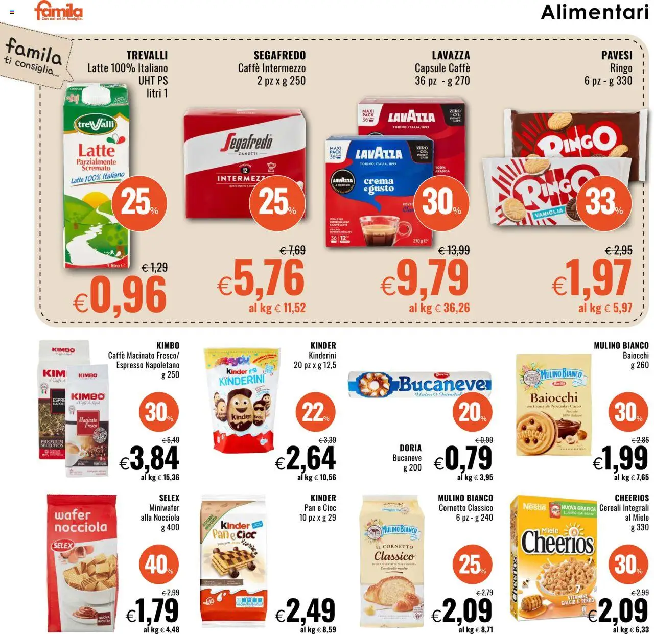 Volantino Famila del 02.10.2025 | Pagina: 12 | Prodotti: Caffè, Cereali, Miele, Macinato