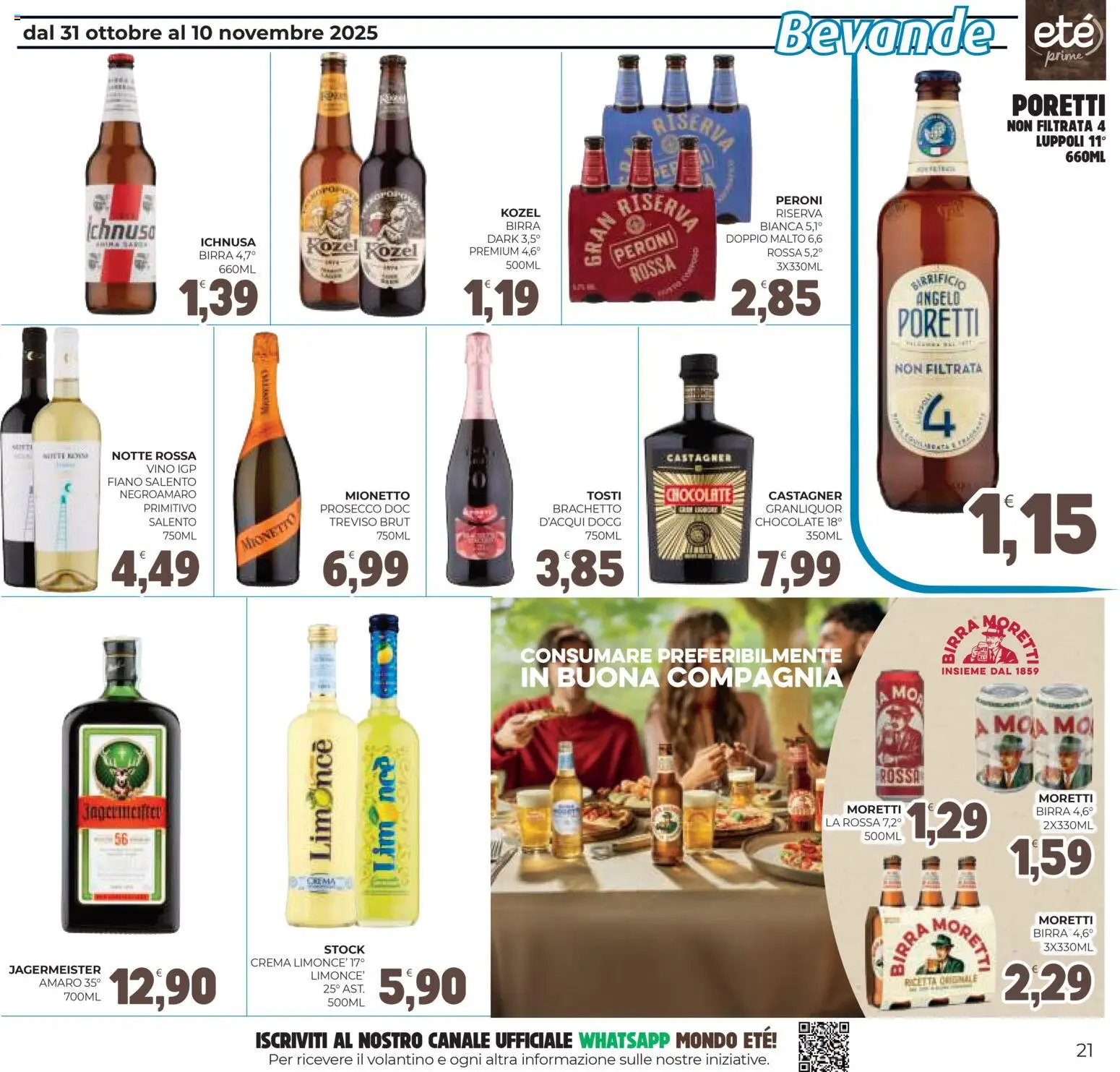 Volantino Eté del 31.10.2025 | Pagina: 21 | Prodotti: Crema, Birra, Prosecco, Amaro