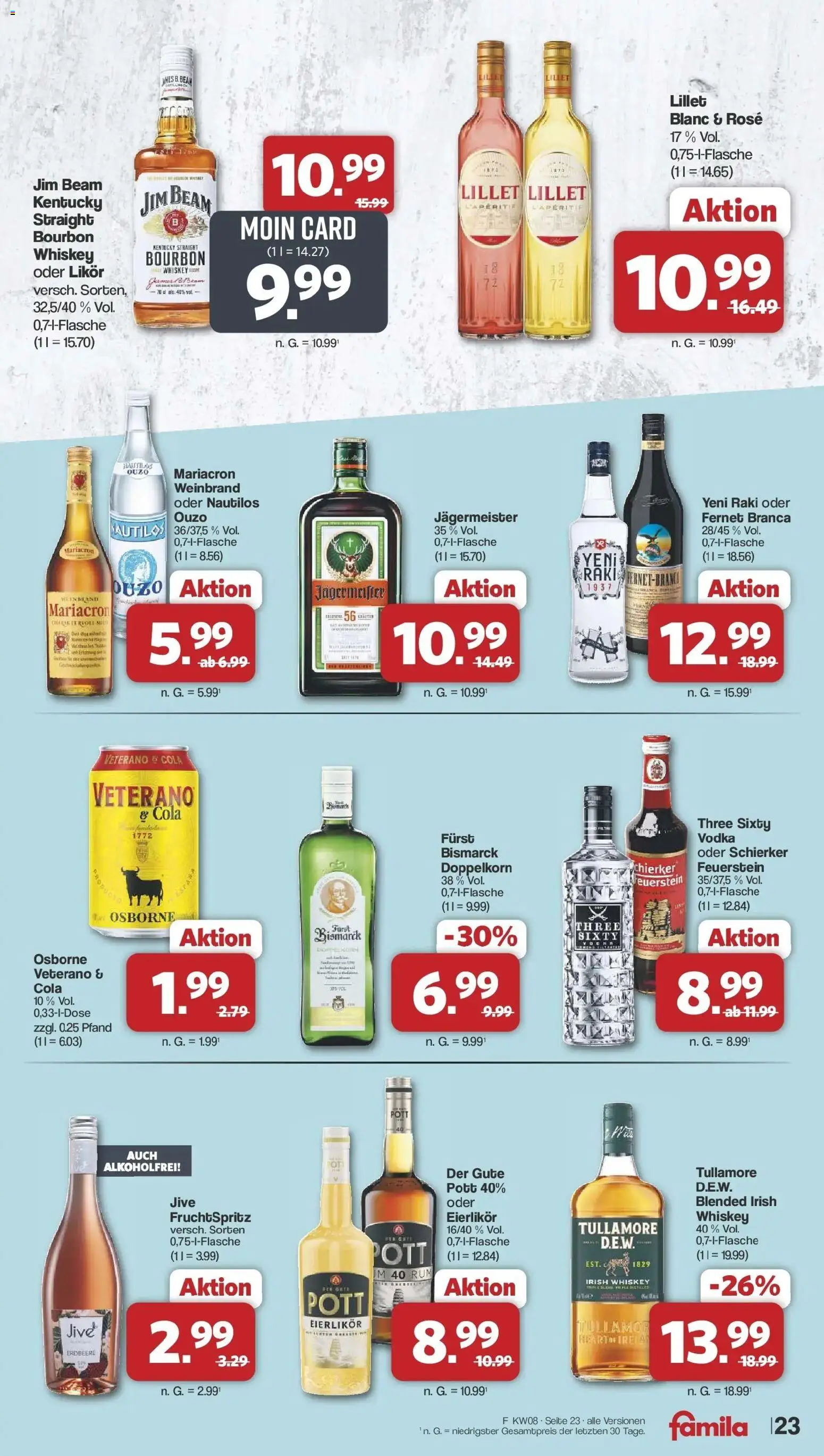 Famila Nordwest - Famila: Wochenangebote – gültig ab 16.02.2026 | Seite: 25 | Produkte: Ouzo, Osborne, Jägermeister, Whiskey