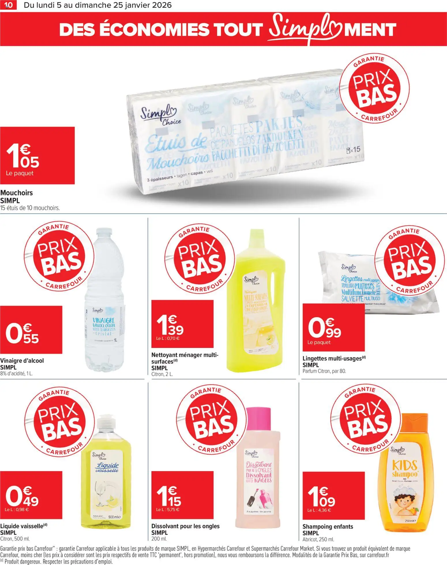 {H1} | Page: 10 | Produits: Dissolvant, Shampoing, Mouchoirs, Vinaigre