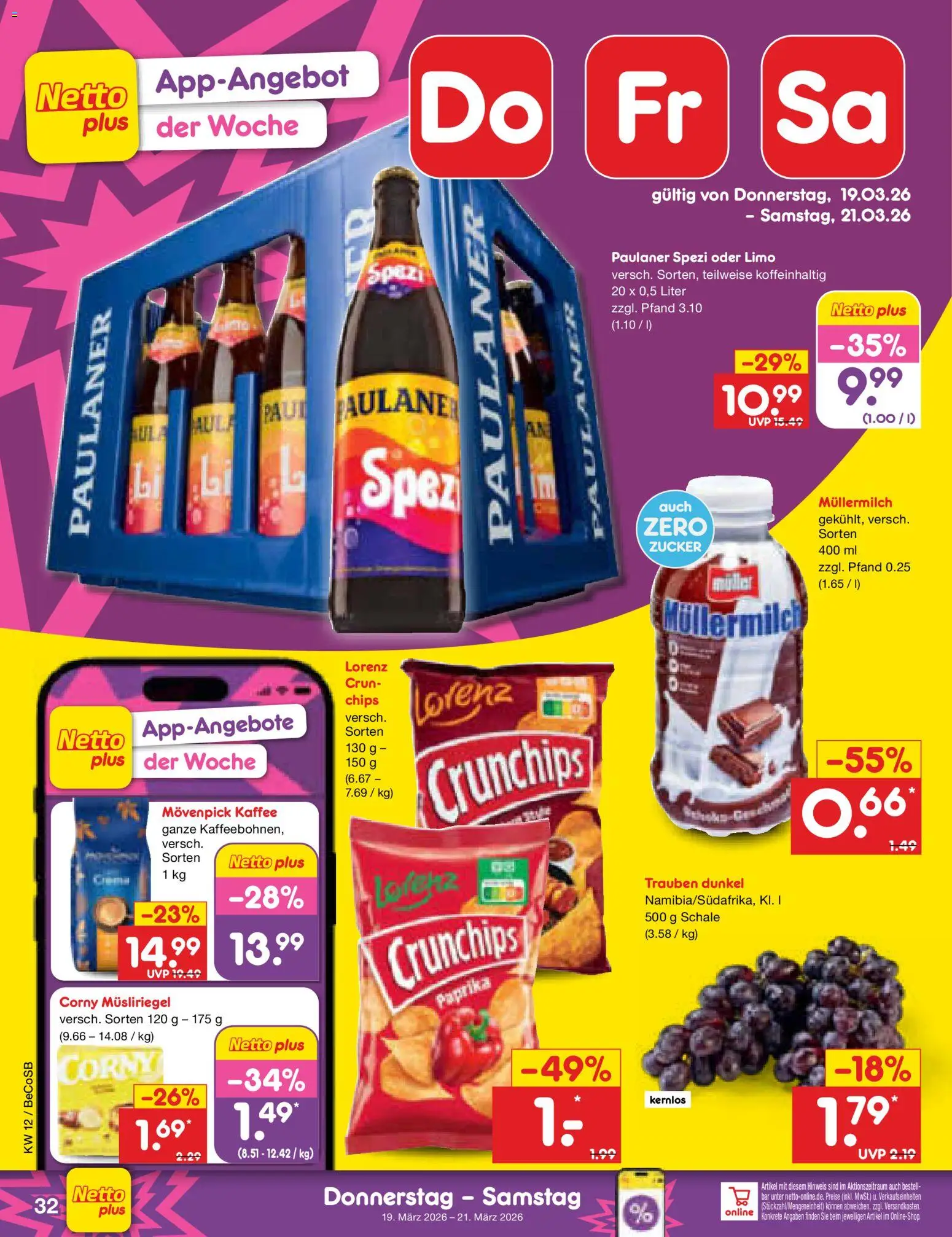 Netto Marken-Discount Prospekt 	 – gültig ab 16.03.2026 | Seite: 52 | Produkte: Kaffee, Paprika, Movenpick kaffee, Paulaner