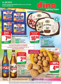 Dino Gazetka od 09.07.2025 | Strona: 1 | Produkty: Tyskie, Piwo, Ciasteczka, Lody