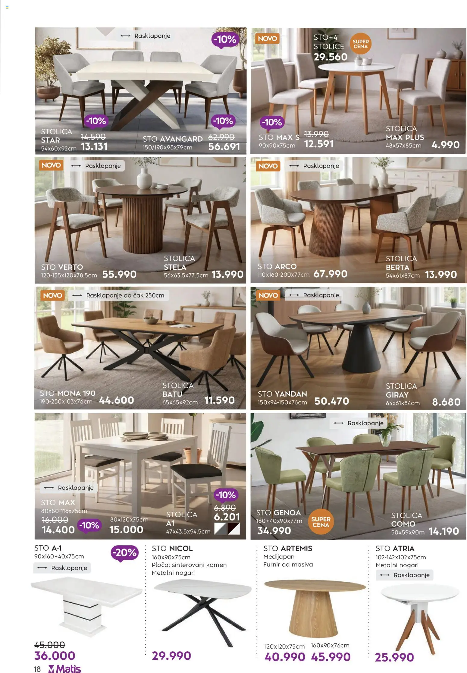 Matis katalog - važi od 01.11.2025 | Strana: 18 | Proizvode: Sto, Stolica