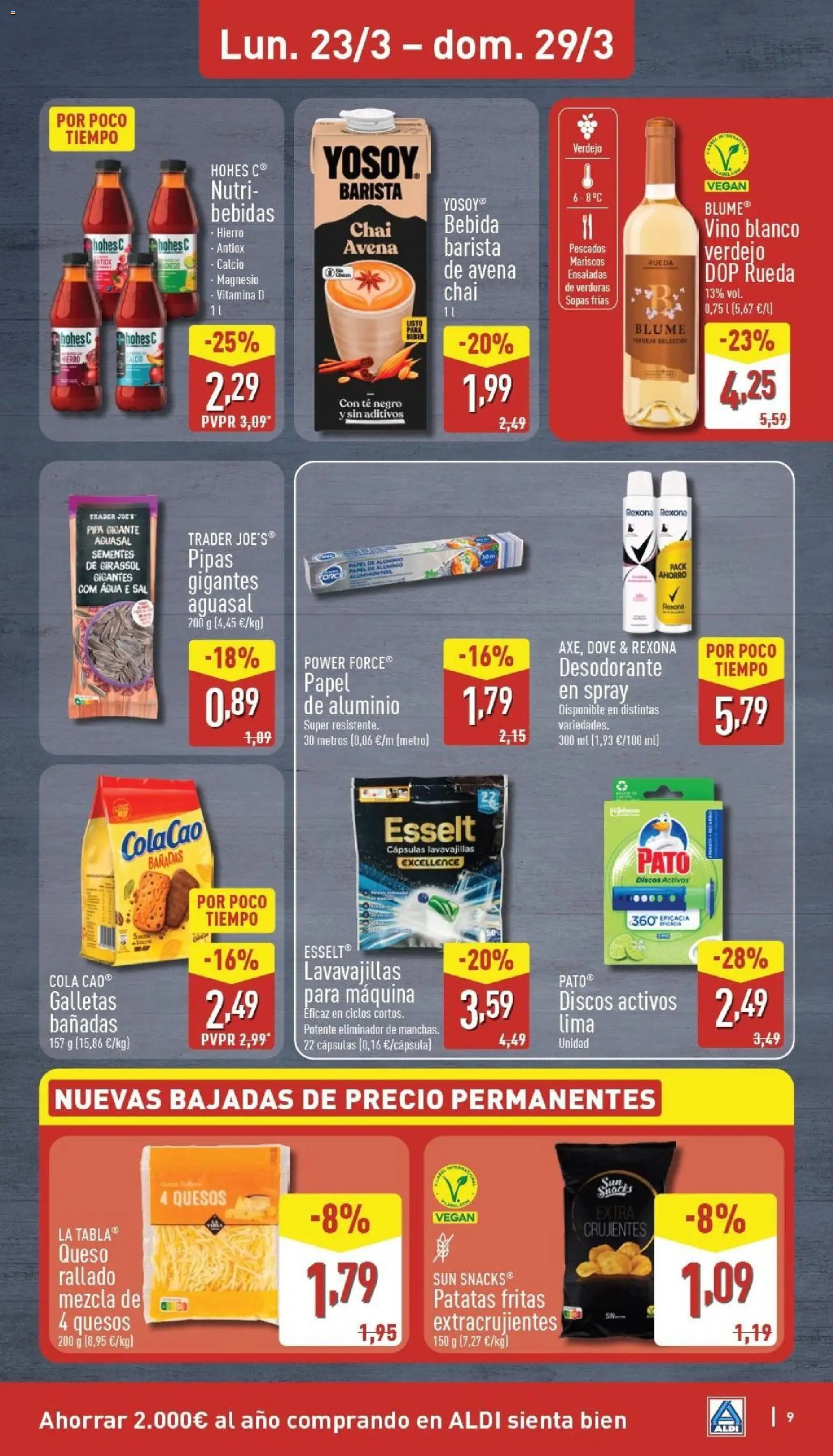 Aldi folleto Península │ válido desde el 23.03.2026 | Página: 9 | Productos: Desodorante, Queso, Té, Κλειδαριά της πόρτας