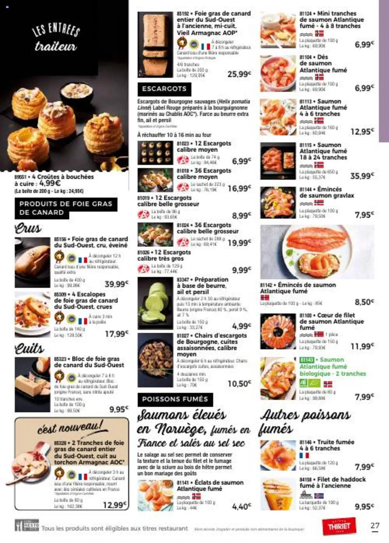  | Page: 27 | Produits: Persil, Gras de canard entier, Escargots, Saumon