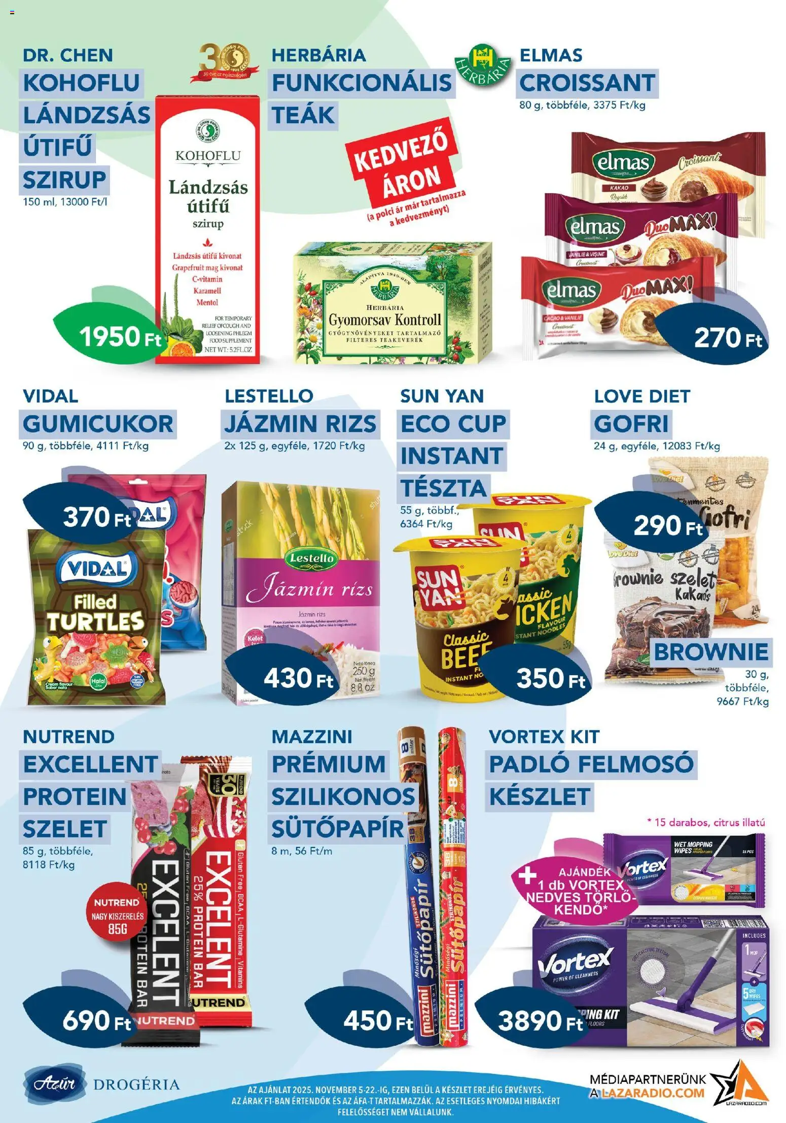 Azur akciós ujság - amely érvényes a következő dátumtól: 05.11.2025 | Oldal: 6 | Termékek: Gumicukor, Protein, Rizs, Brownie