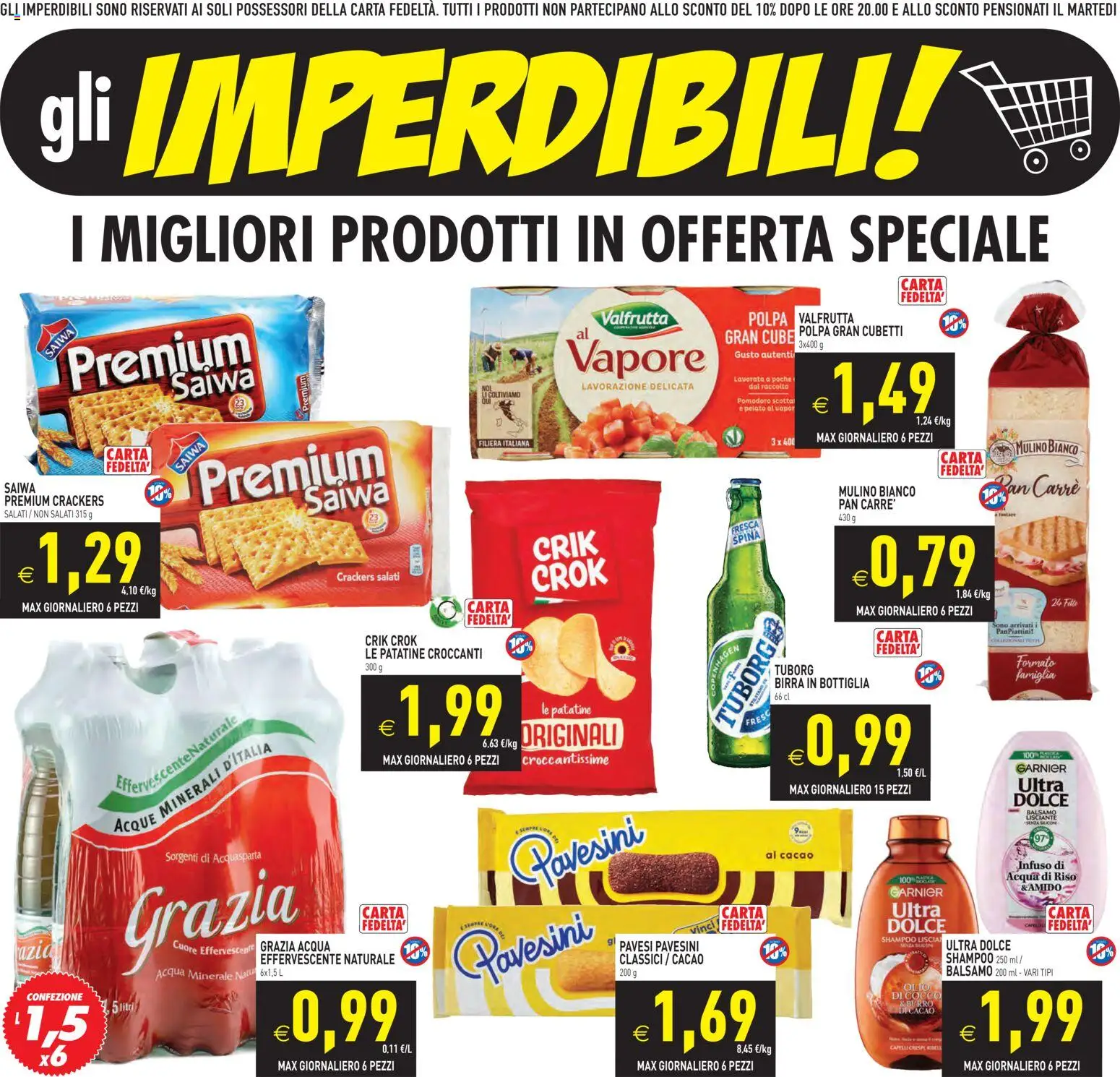 Volantino PIM Supermercati del 07.04.2026 | Pagina: 3 | Prodotti: Shampoo, Crackers, Cacao, Bottiglia