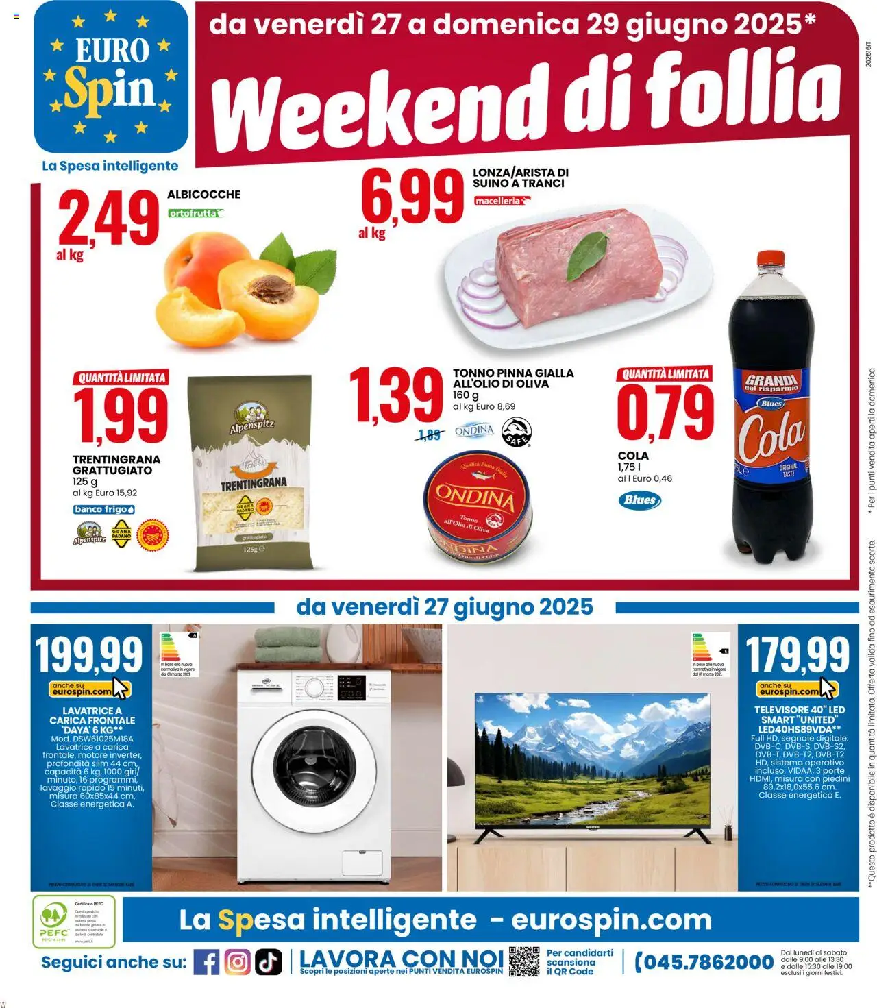 Volantino Eurospin del 19.06.2025 | Pagina: 18 | Prodotti: Suino, Lavatrice, Tonno, Albicocche