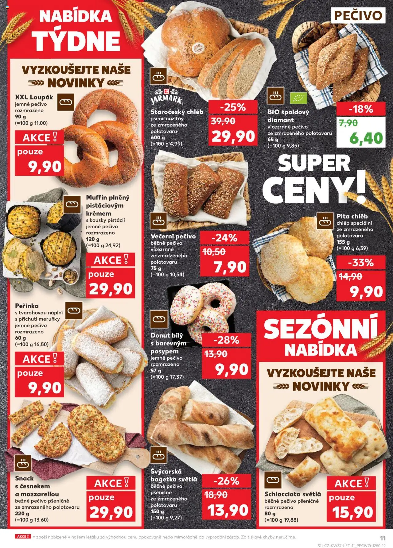 Kaufland leták od 10.09.2025 | Strana: 11 | Produkty: Donut, Pečivo, Večerní pečivo, Meruňky