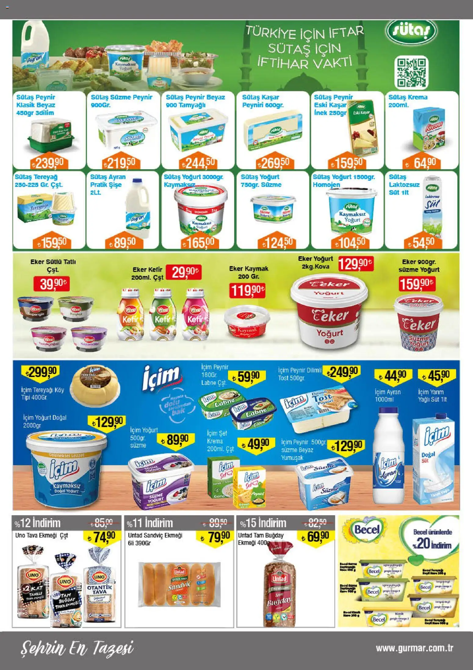 Gürmar - Katalog - 16.02.2026 tarihinden itibaren geçerlidir | Sayfa: 5 | Ürünler: Süt, Peynir, Krema, Süzme peynir