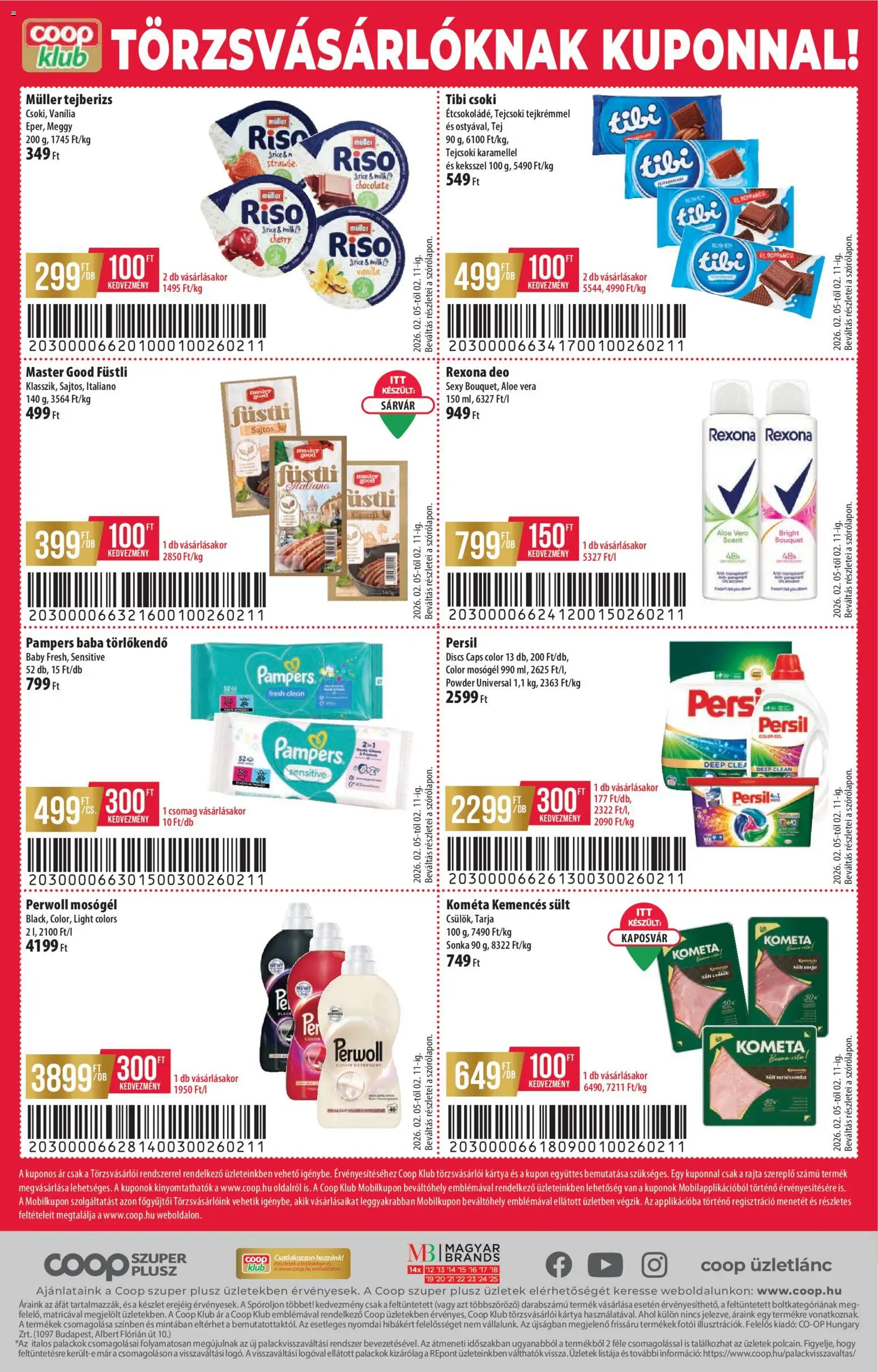 COOP akciós ujság - amely érvényes a következő dátumtól: 05.02.2026 | Oldal: 12 | Termékek: Pampers, Persil, Perwoll, Meggy