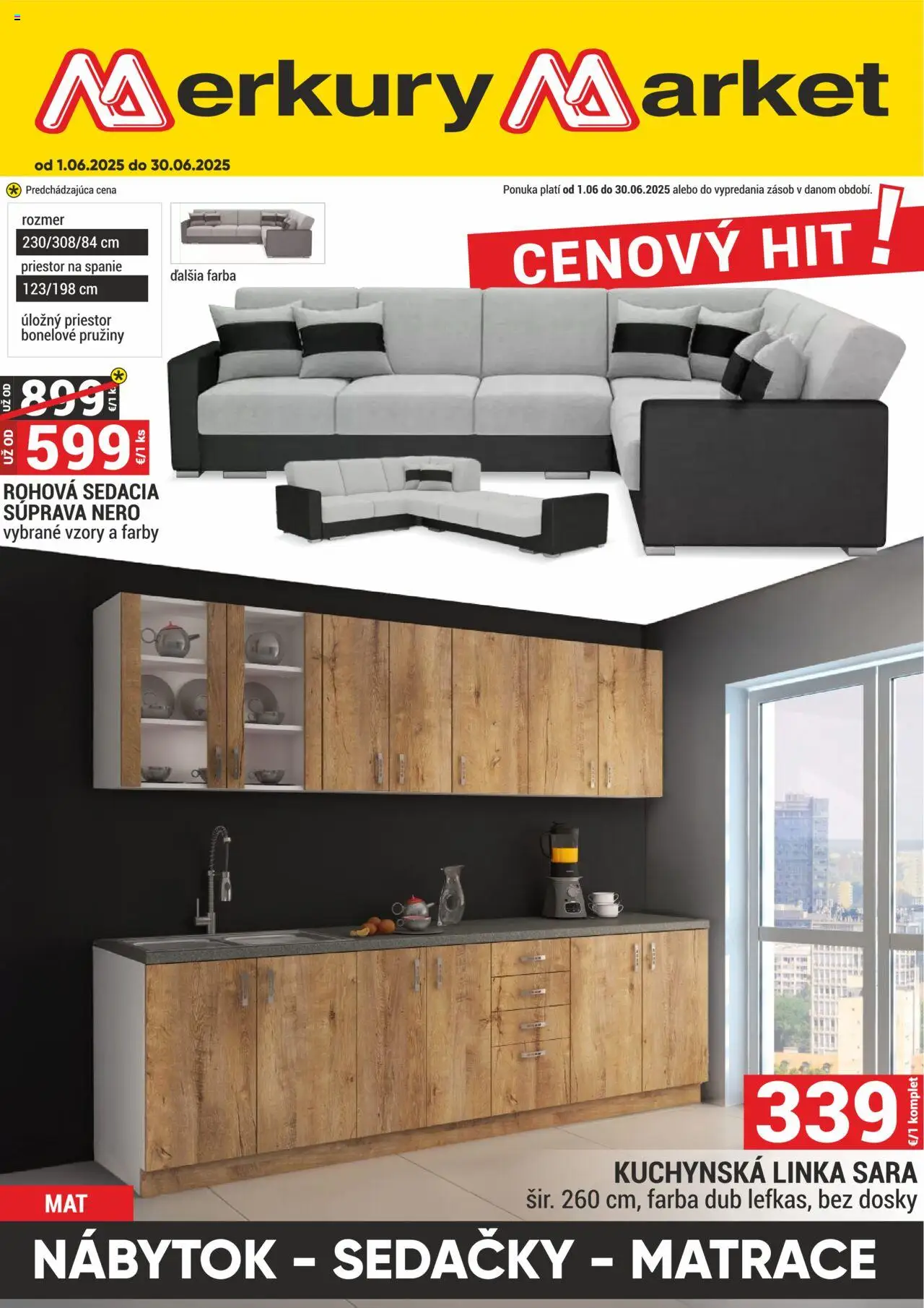 Merkury Market leták │ platný od 01.06.2025 | Strana: 1 | Produkty: Matrace, Nábytok, Rohová sedacia súprava, Sedacia súprava