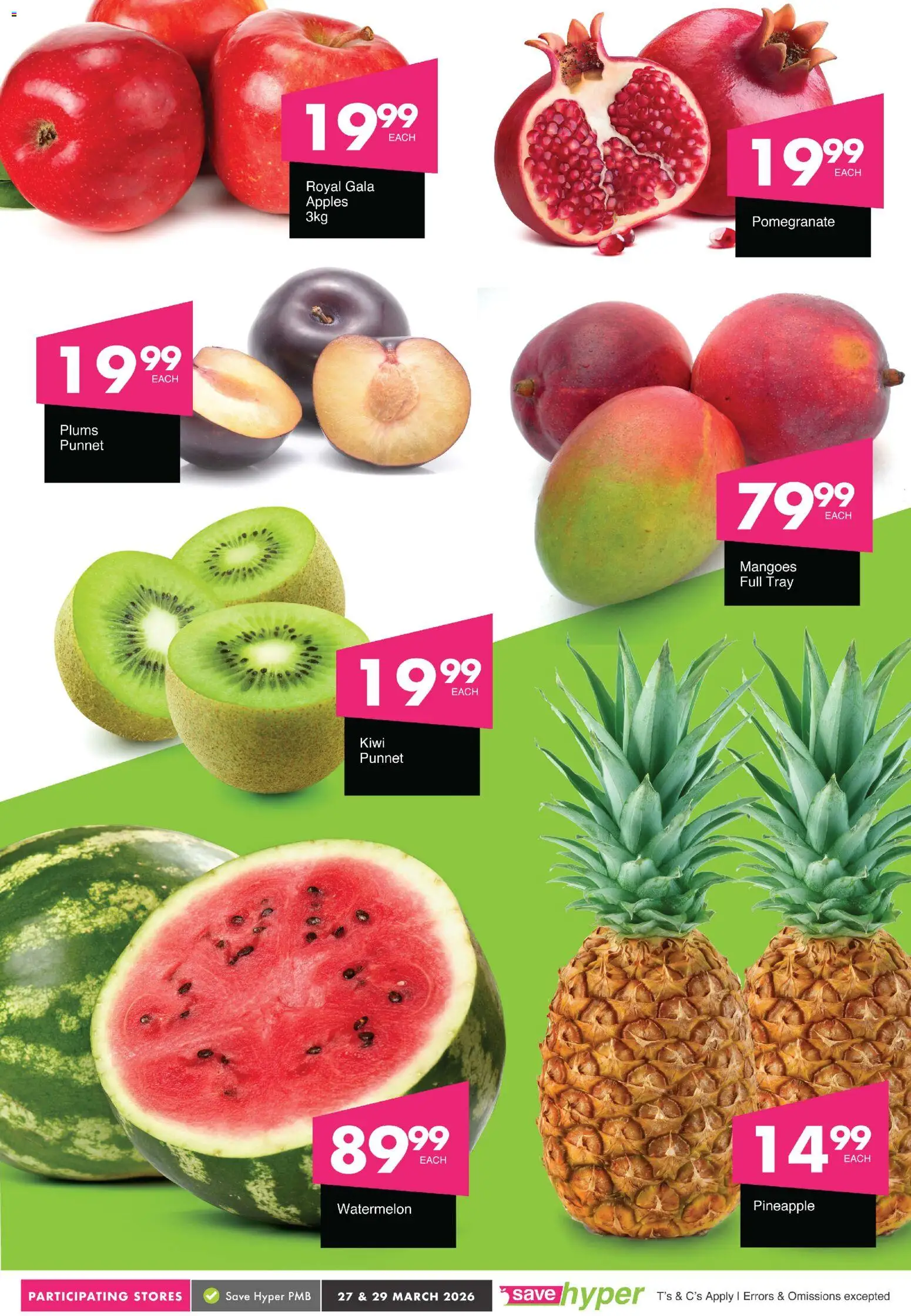 New Save catalogue – valid from 27.03.2026 | Page: 5 | Products: Tray, Apples, Pineapple, Kiwi