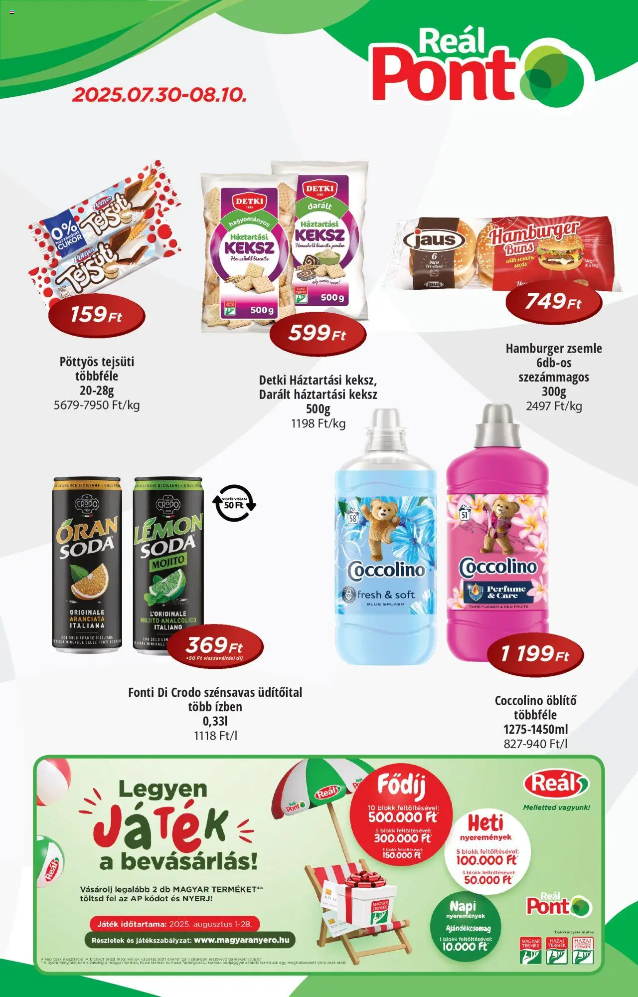 Reál akciós ujság - amely érvényes a következő dátumtól: 30.07.2025 | Oldal: 1 | Termékek: Hamburger, Zsemle, Keksz, Cukor