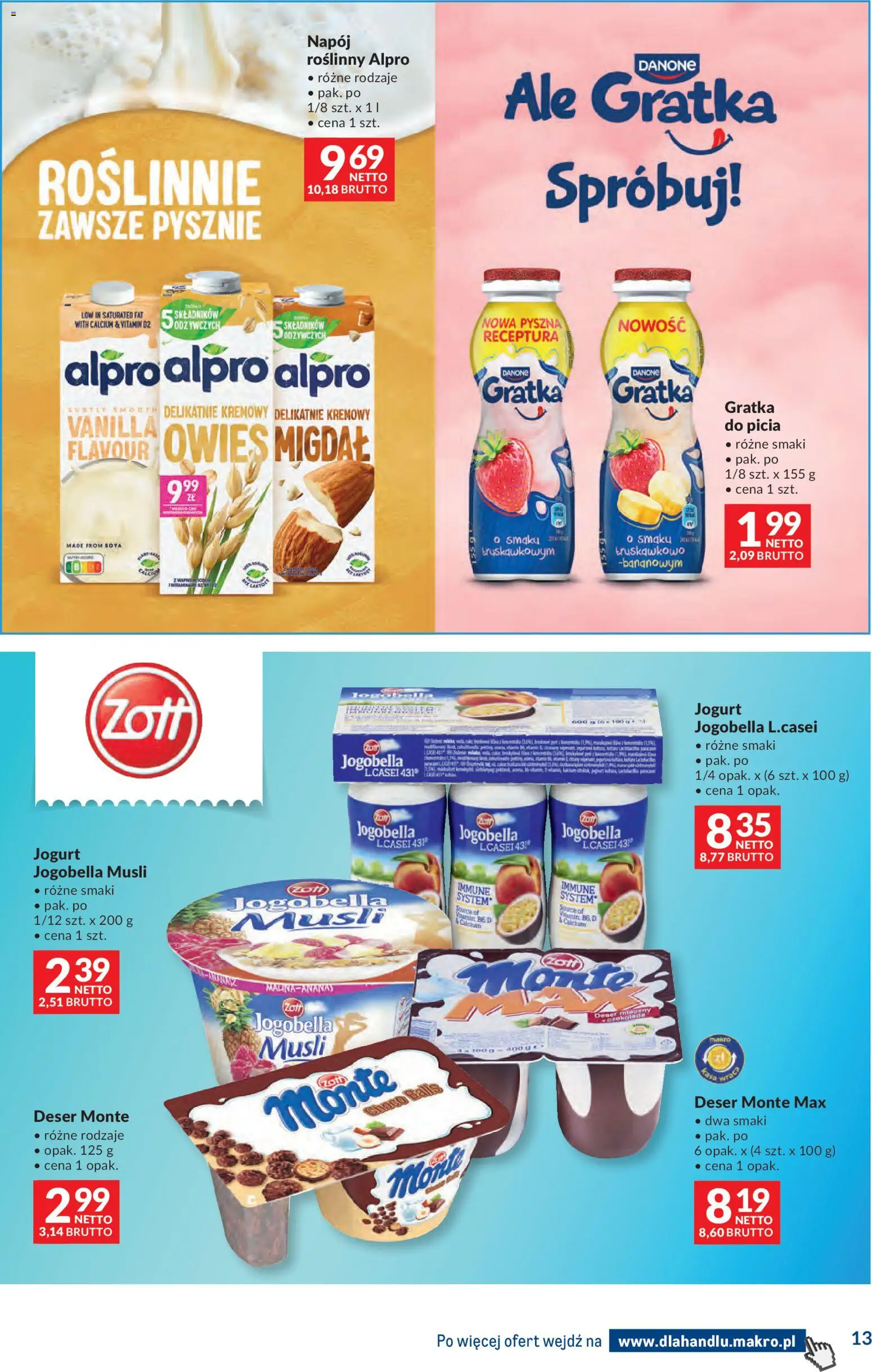 Makro gazetka - Dystrybucja do sklepów od 14.04.2026 | Strona: 13 | Produkty: Malina, Alpro, Jogurt, Czekolada