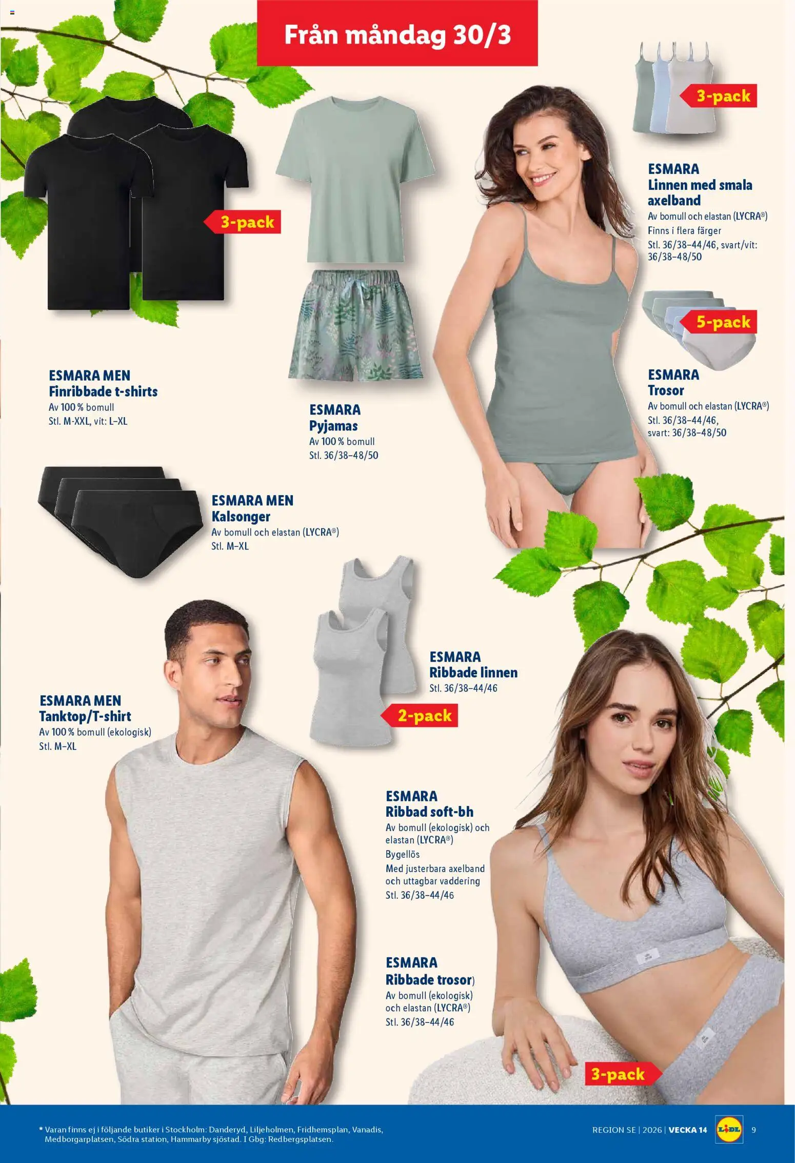 Lidl reklamblad aktuell från 12.03.2026 | Sida: 9 | Produkter: Trosor, Pyjamas, Kalsonger