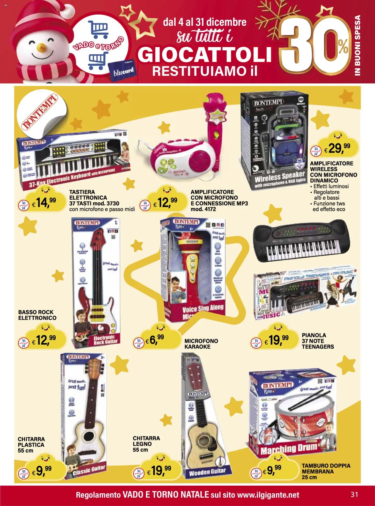 Volantino Il Gigante del 04.12.2025 | Pagina: 31 | Prodotti: Tastiera, MP3, Microfono, Speaker
