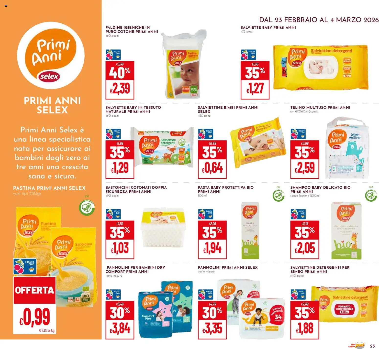 Volantino Pan del 23.02.2026 | Pagina: 23 | Prodotti: Shampoo, Pannolini, Pasta