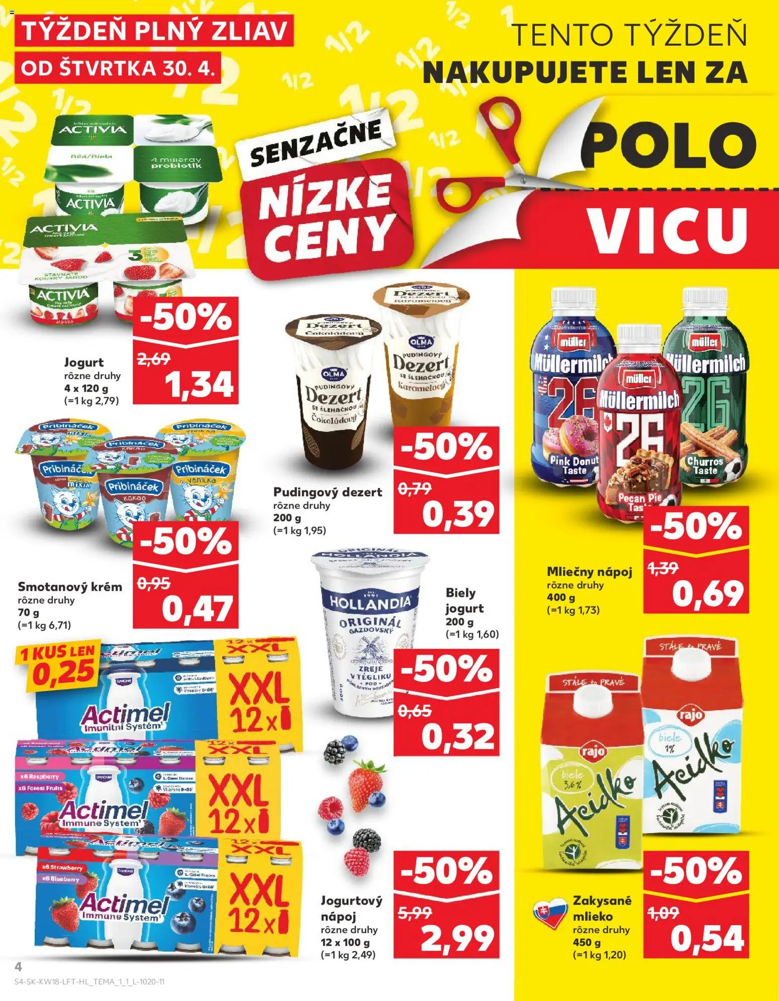 Nové Kaufland akcie – leták je platný od 30.04.2026 | Strana: 4 | Produkty: Mlieko, Jogurt, Krém, Actimel