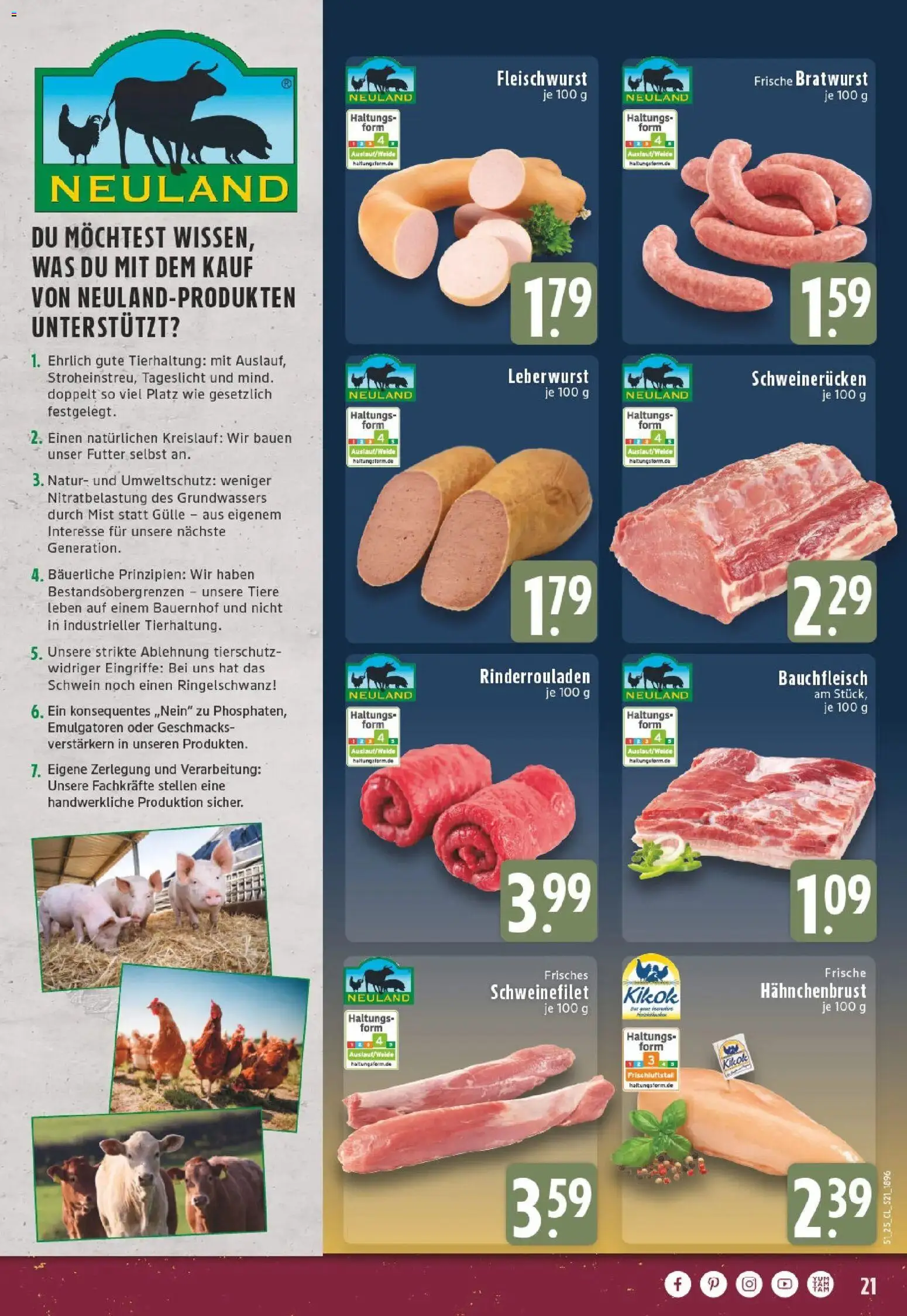 Edeka prospekt Lünen	 – gültig ab 15.12.2025 | Seite: 21 | Produkte: Rinderrouladen, Bratwurst, Schweinefilet, Hahnchenbrust