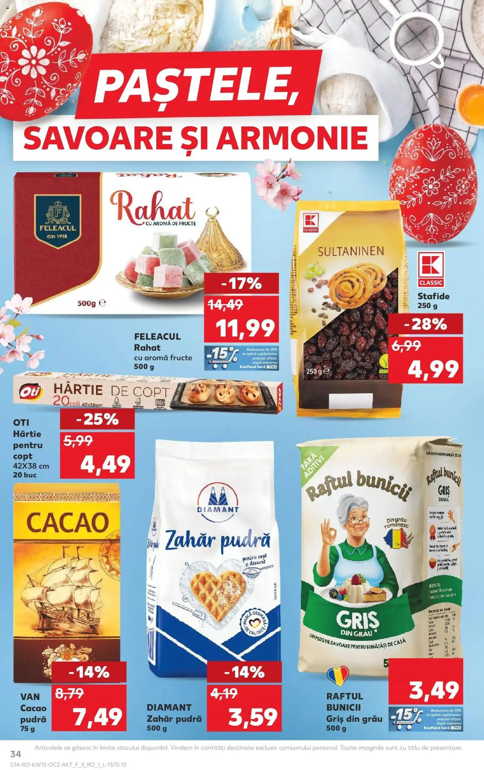 Noul catalog Kaufland – valabil de la 25.03.2026 | Pagină: 34 | Produse: Pudră, Cacao, Stafide, Fructe