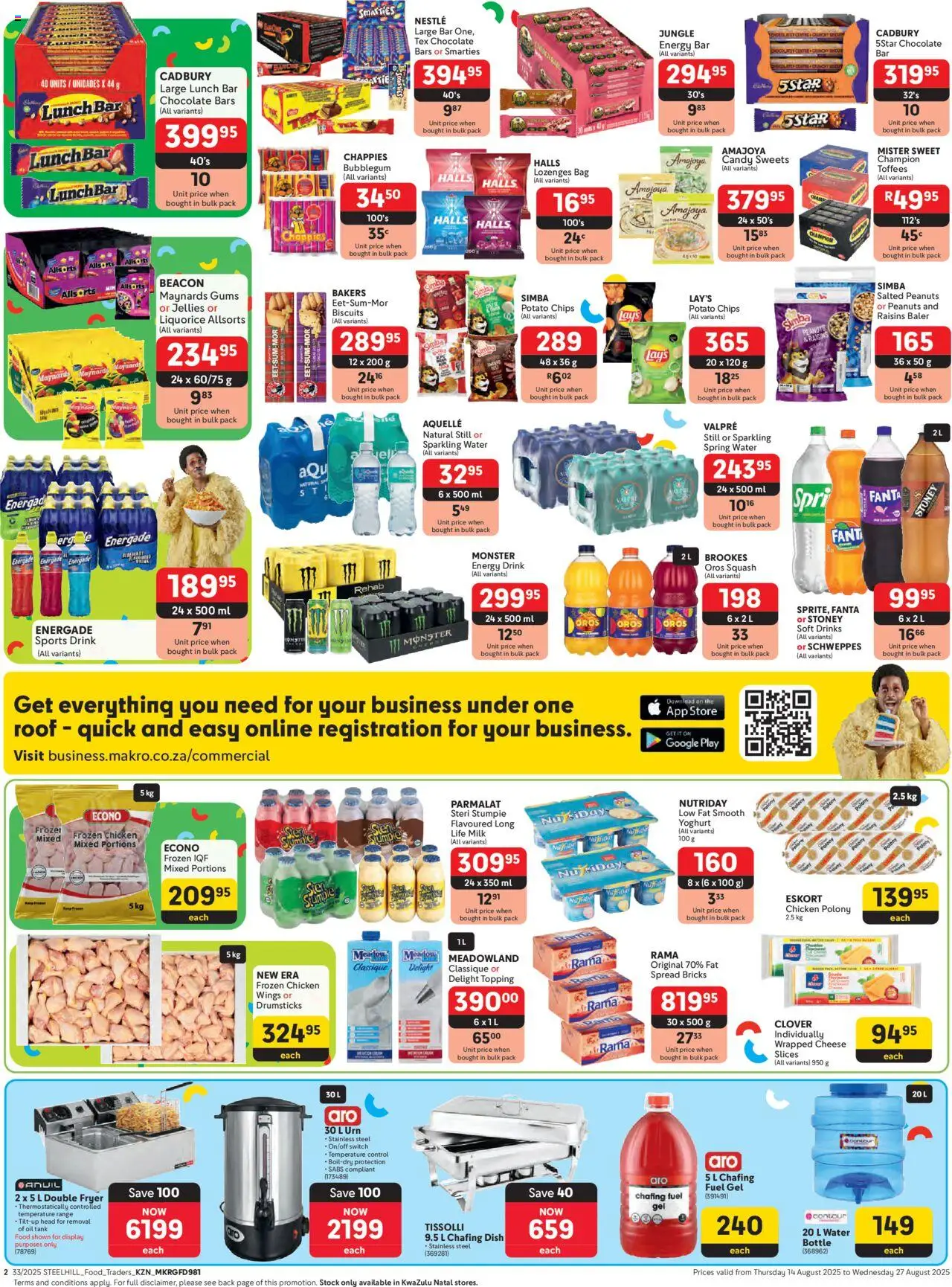 Makro - KwaZulu-Natal - Business │ valid from 14.08.2025 | Page: 2 | Products: Yoghurt, Fryer, Switch, Stoney